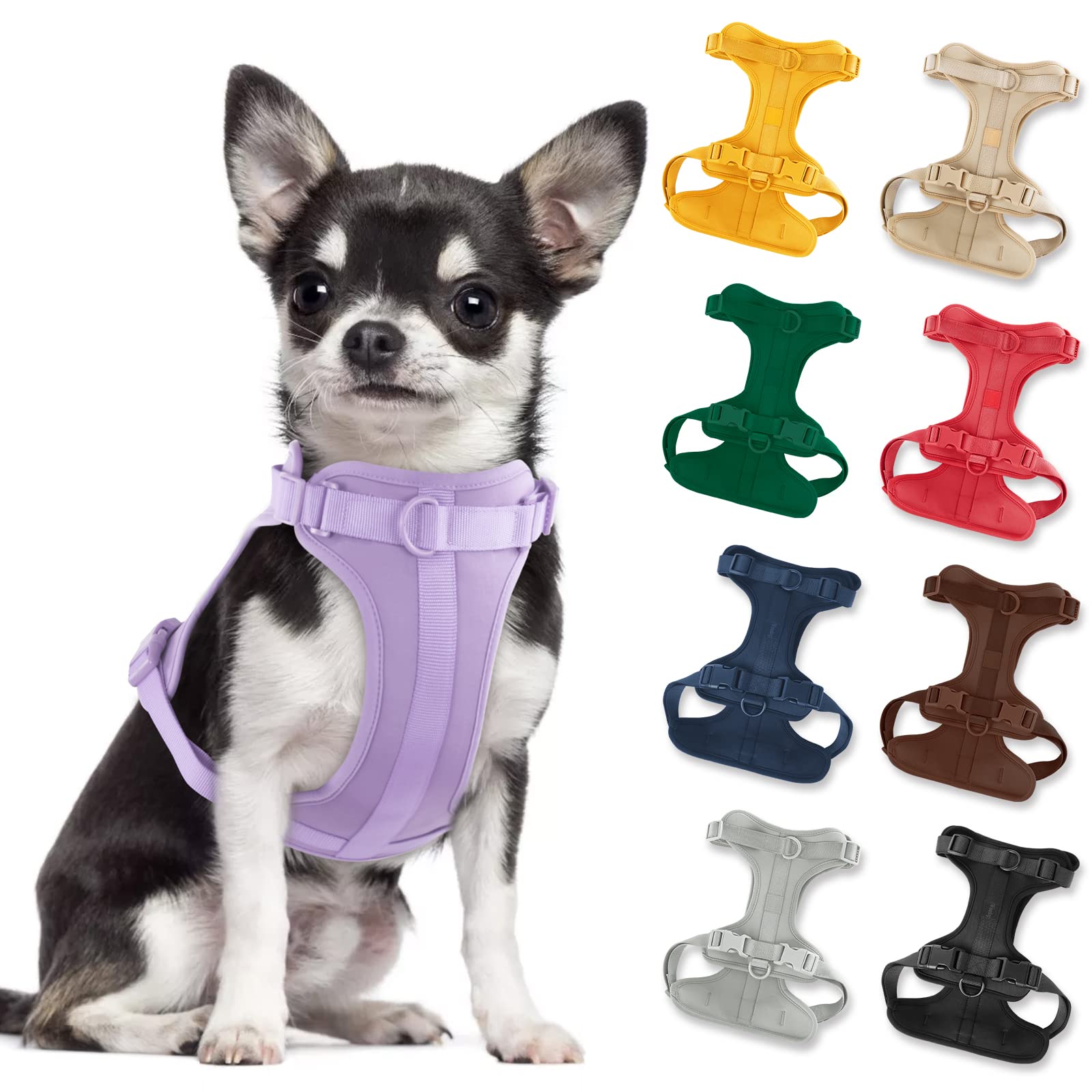 No Pull Lightweight Dog Harness: Adjustable Durable Breathable Mesh Pet Vest Harness with Soft & Comfortable Cushion, for Small 