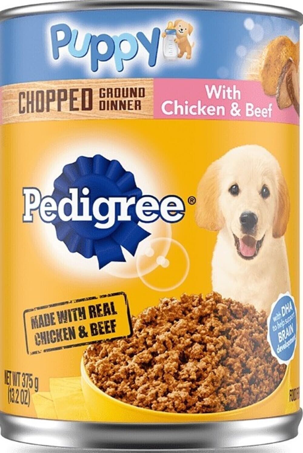 Pedigree Wet Food Pedigree Meaty Ground Dinner Puppy Complete Chicken & Beef Canned Dog Food, pack of 12 13.2 Oz. Can