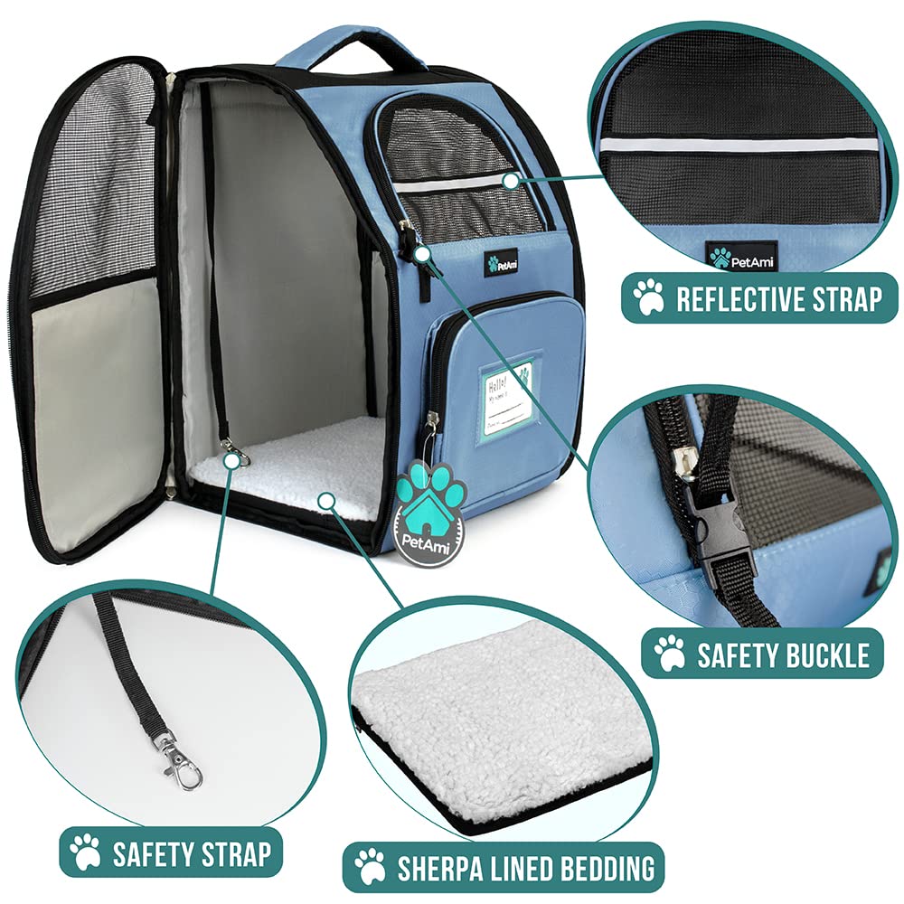 PetAmi Dog Backpack Carrier for Small Large Cat, Pet, Puppy, Ventilated Pet Hiking Backpack Travel Bag, Airline Approved Cat Bac