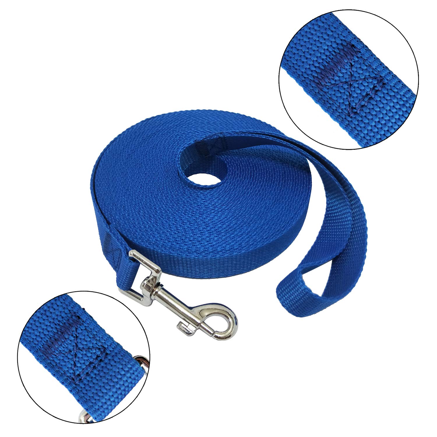 Nylon Training Dog Leash For Small Medium Large Dogs, 15Ft 20Ft 30Ft 50Ft Long Leash Dog/Puppy Lead For Obedience Recall Training, Camping (1' X 30Ft, Blue)