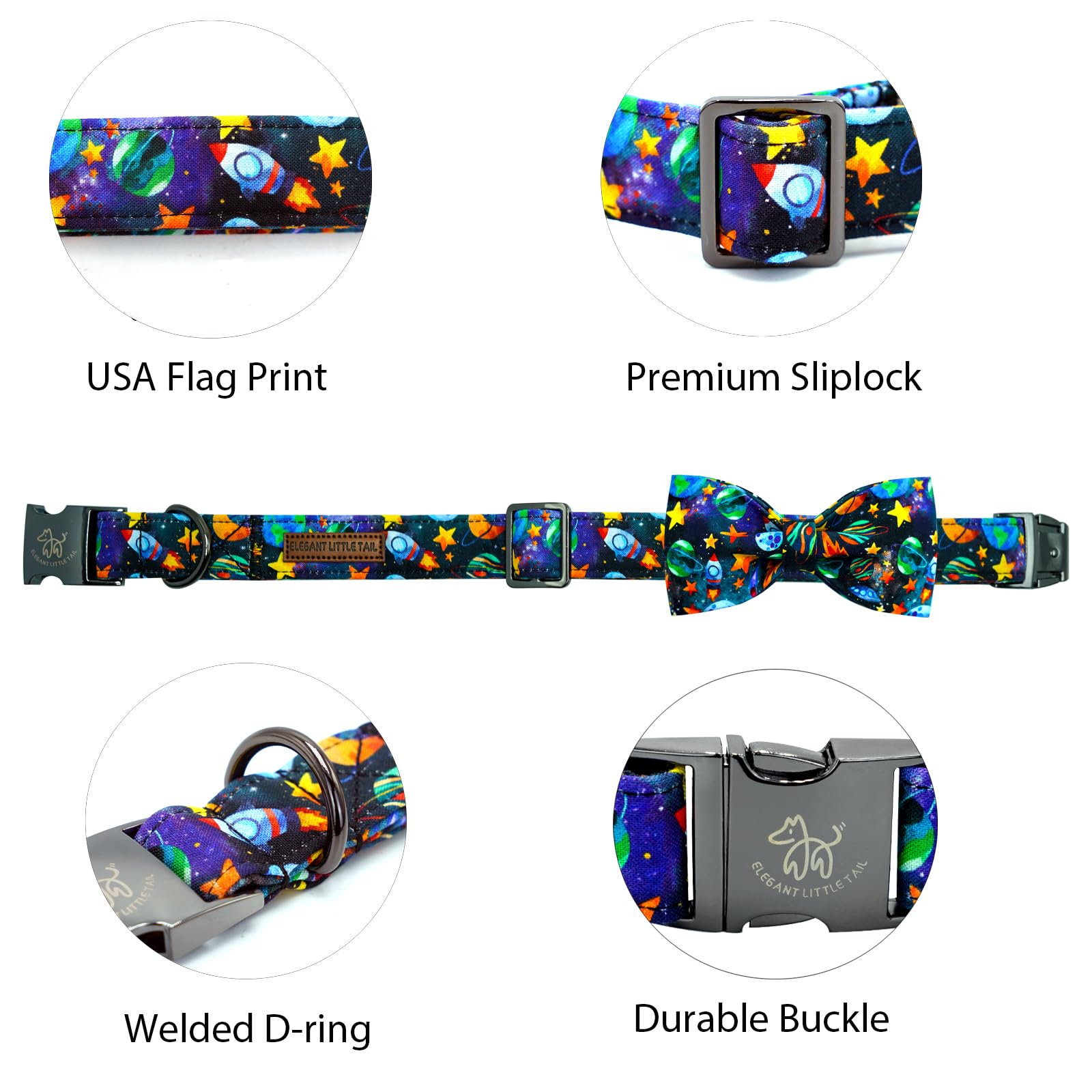 Elegant Little Tail Dog Collar, Boy Pet Collrs Blue Durable Soft Bowtie Dog Collar Adjustable Dog Collars For Small Medium Large