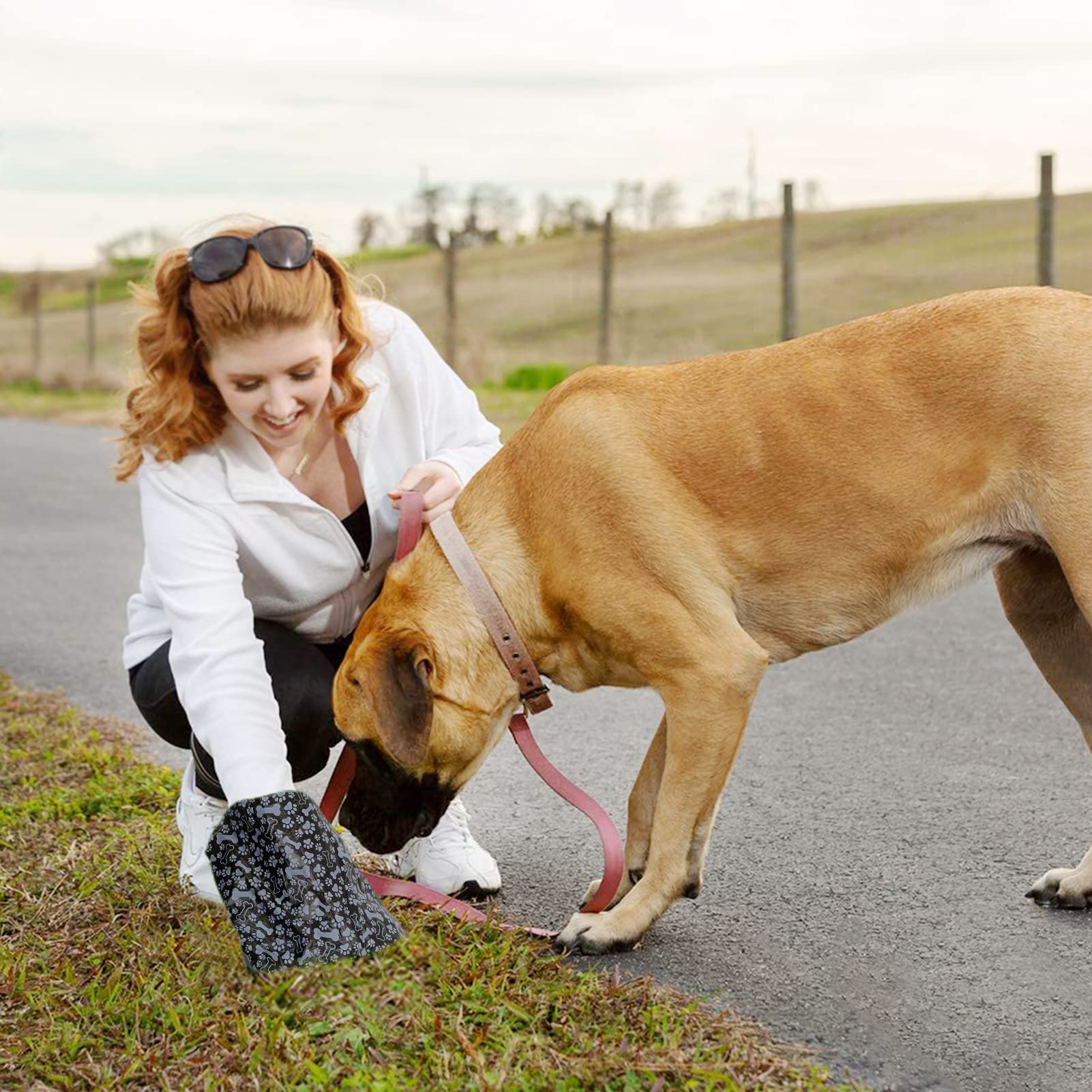 Naturetouch Pet Supply Dog Poop Bags, Goggie Bags For Poop, Extra Thick And Strong Pet Waste Bags For Poop, Opaque Leak Proof Bag, 240 Counts/16 Rolls, 12.6 X 8.3 Inch, Black Pattern