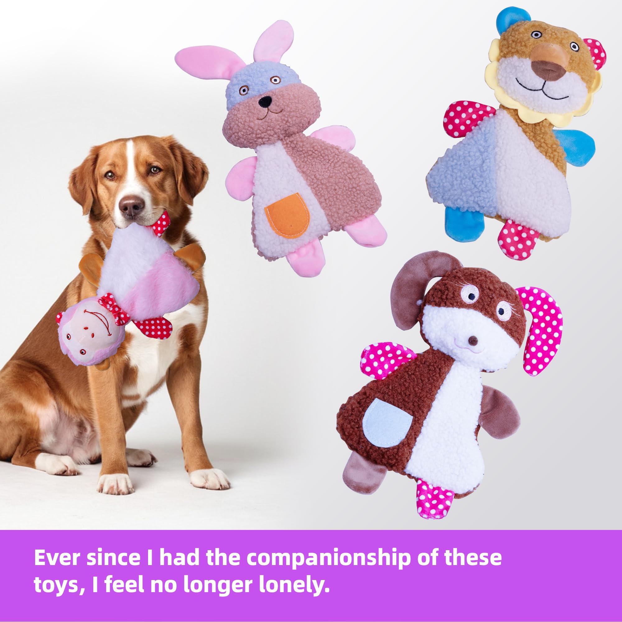 YUNKINGDOM Big 5 Pack Dog Squeaky Toy for Keep Them Busy,Multipack Stuffed Crinkle Puppy Dog Toys Bundle,Chewing Dog Toys for Te