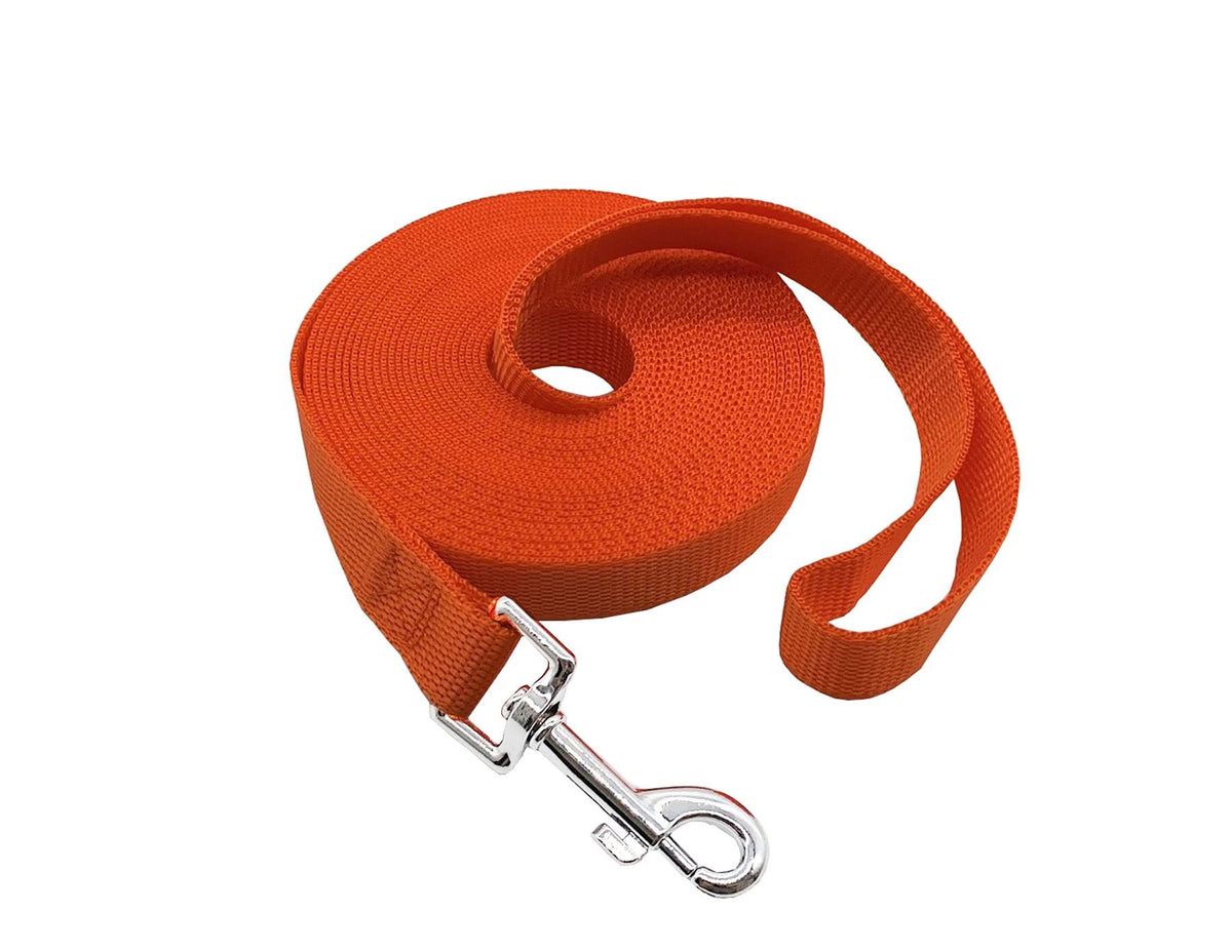 Nylon Training Dog Leash For Small Medium Large Dogs, 15Ft 20Ft 30Ft 50Ft Long Leash Dog/Puppy Lead For Obedience Recall Training, Camping (1' X 50Ft, Orange)