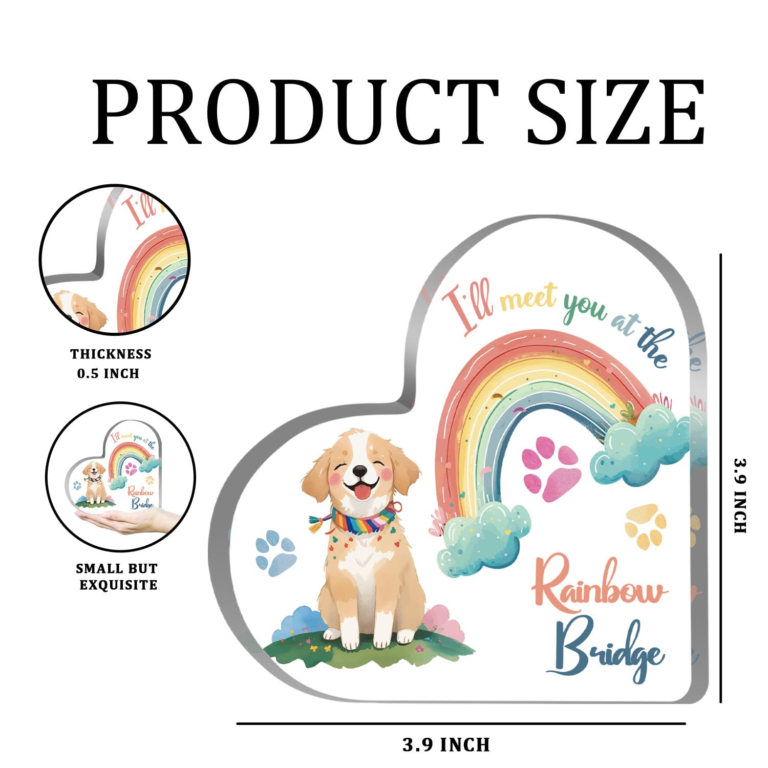 Rainbow Bridge Sign Decor - Pet Memorial Sympathy Gift for Loss of Dog, Acrylic Decorations for Pet Loss Remembrance Keepsake
