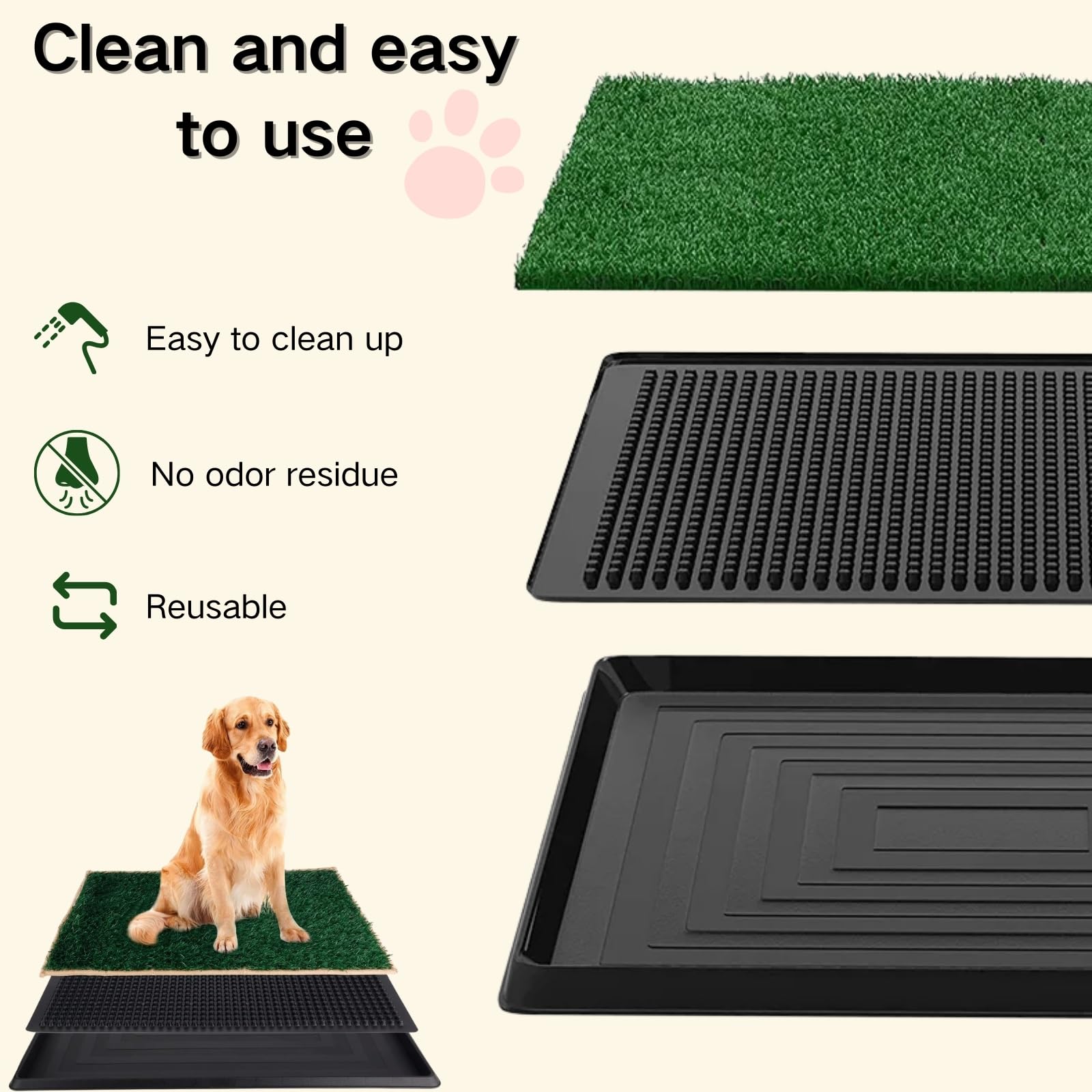 Fluffydream Artificial Dog Grass Pad With Tray, 16''X20'' Dogs Potty Tray With Washable Puppy Grass Pee Pad For Indoor Apartment