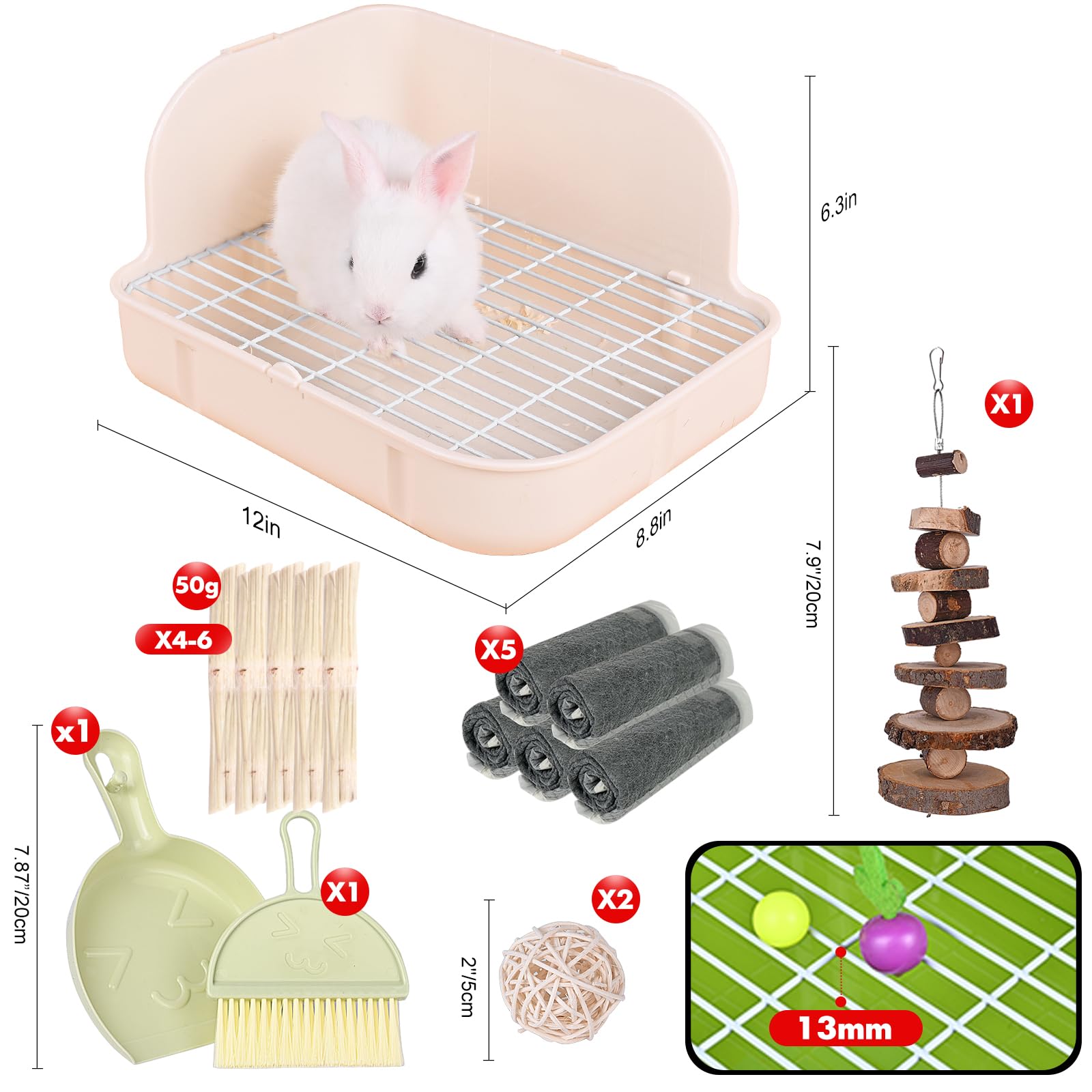 Rubyhome Rabbit Litter Box Toilet, Plastic Square Cage Box Potty Trainer Corner Litter Bedding Box Pet Pan For Small Animals, Ra