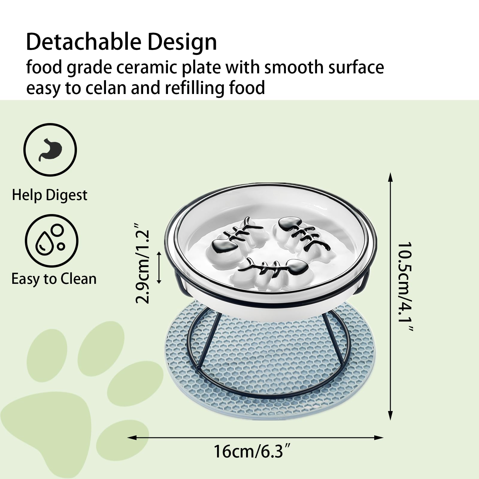 TRUNDISAN Upgrade Whisker-Fatigue-Free Cat Slow Feeder Bowl, Raised Cat Bowl Improved Design, Anti Vomit Promotes Digestion and