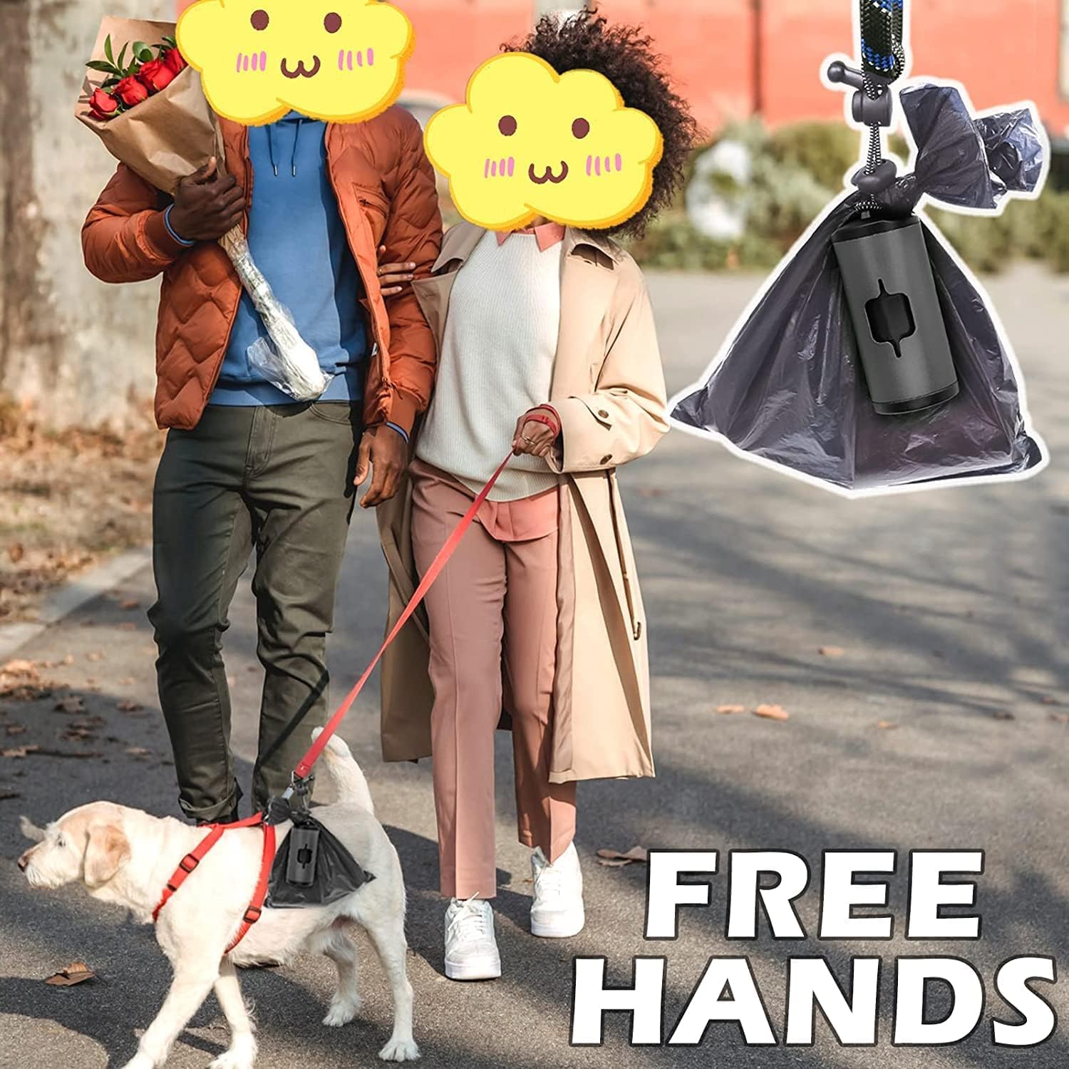 Shaouman Metal Dog Poop Bags Holder Aluminum Poo Bags Dispenser With Pet Waste Bags 3 Leash Clasp And Elastic Rope For Used Bags(1 Holder 135 Bags,Black)