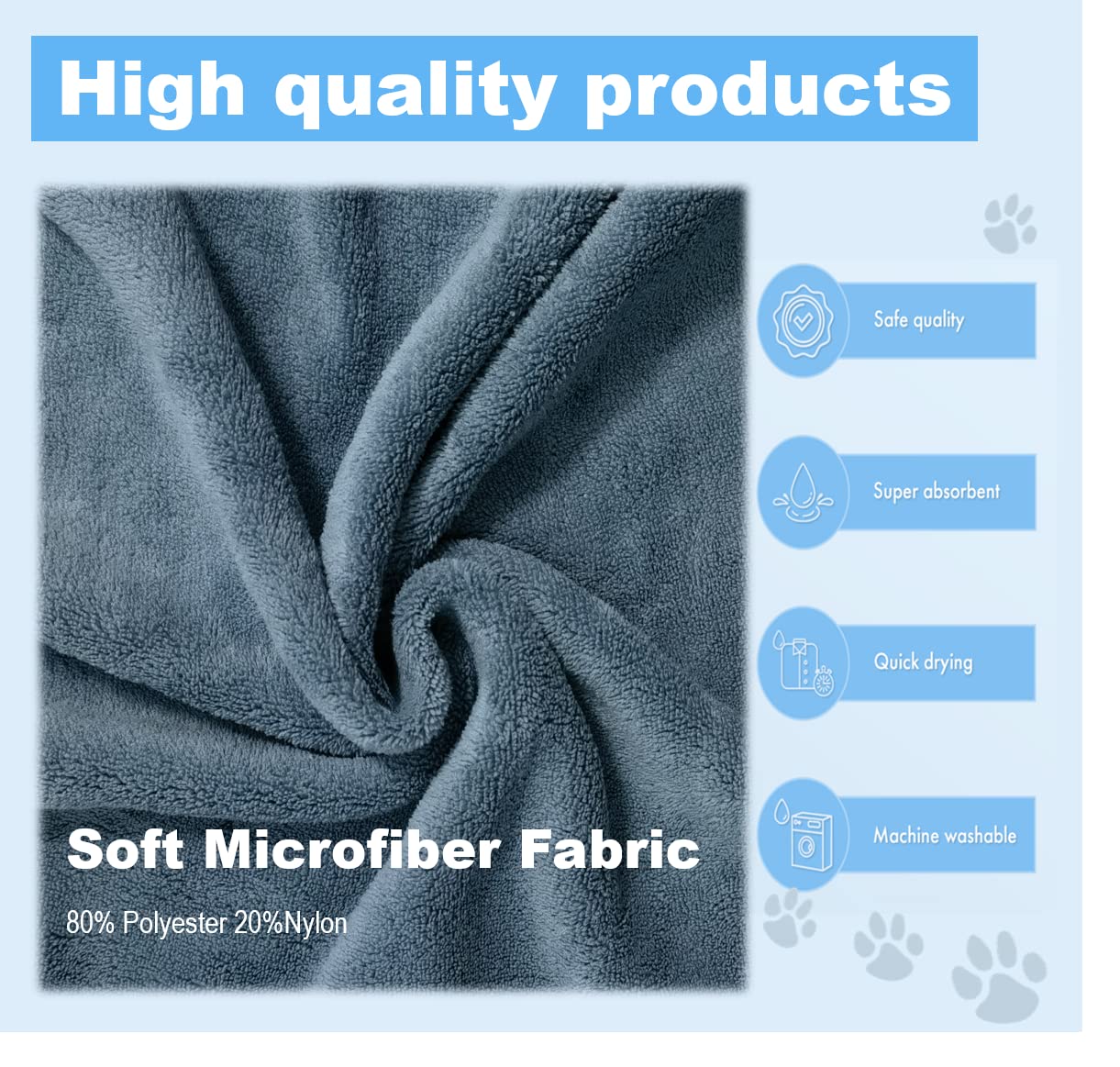Ujclife Microfiber Pet Grooming Towel ,Pack Of 2 , Super Absorbent - Quick Drying Super Soft Pet Towel/Bathing Supplies ,For Dog