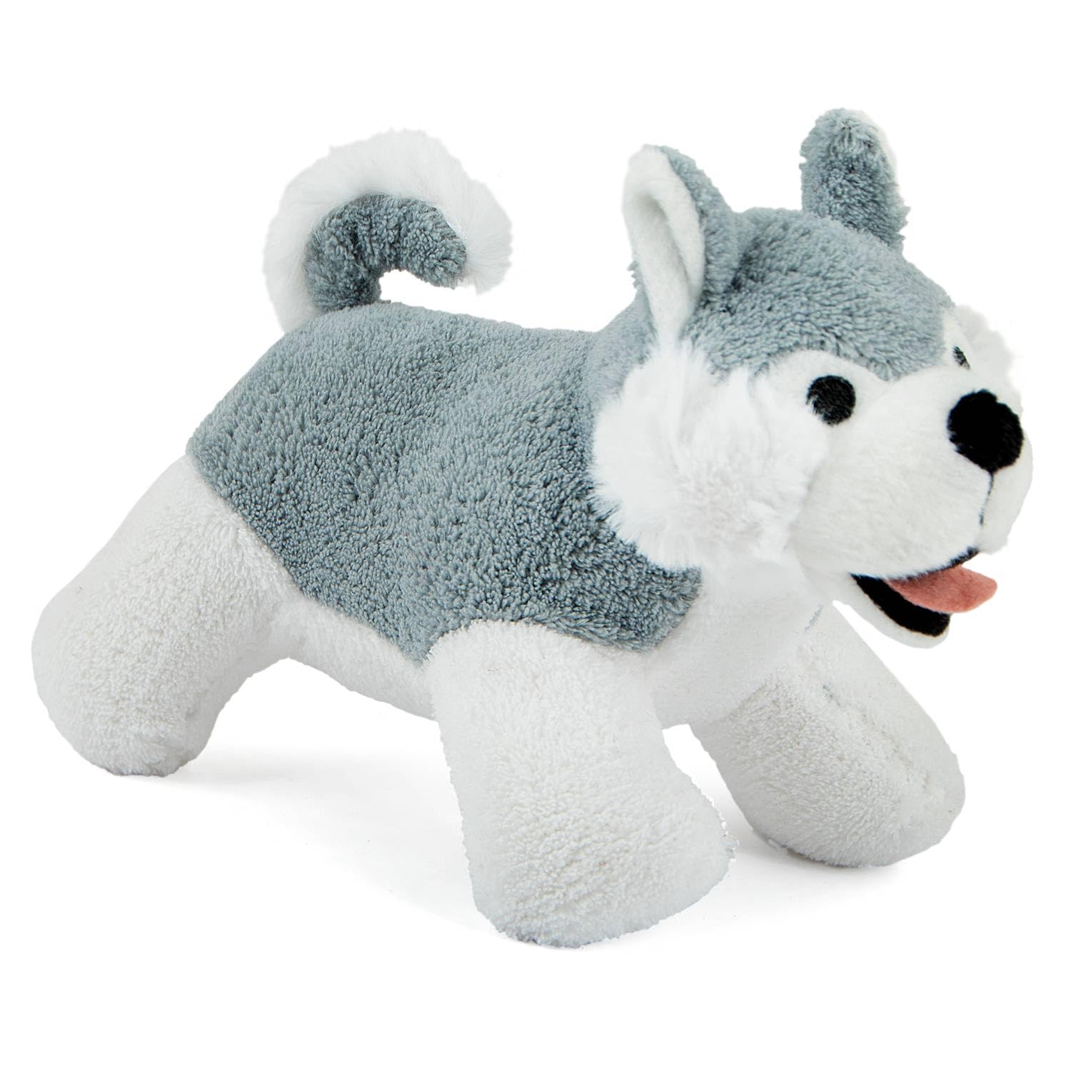 Jeffers Pet Plush Dog Toy With Squeaker, Gray Husky 8'' - Soft Crinkle Fabric, Safe & Durable, Healthy Fun For Small & Medium Do