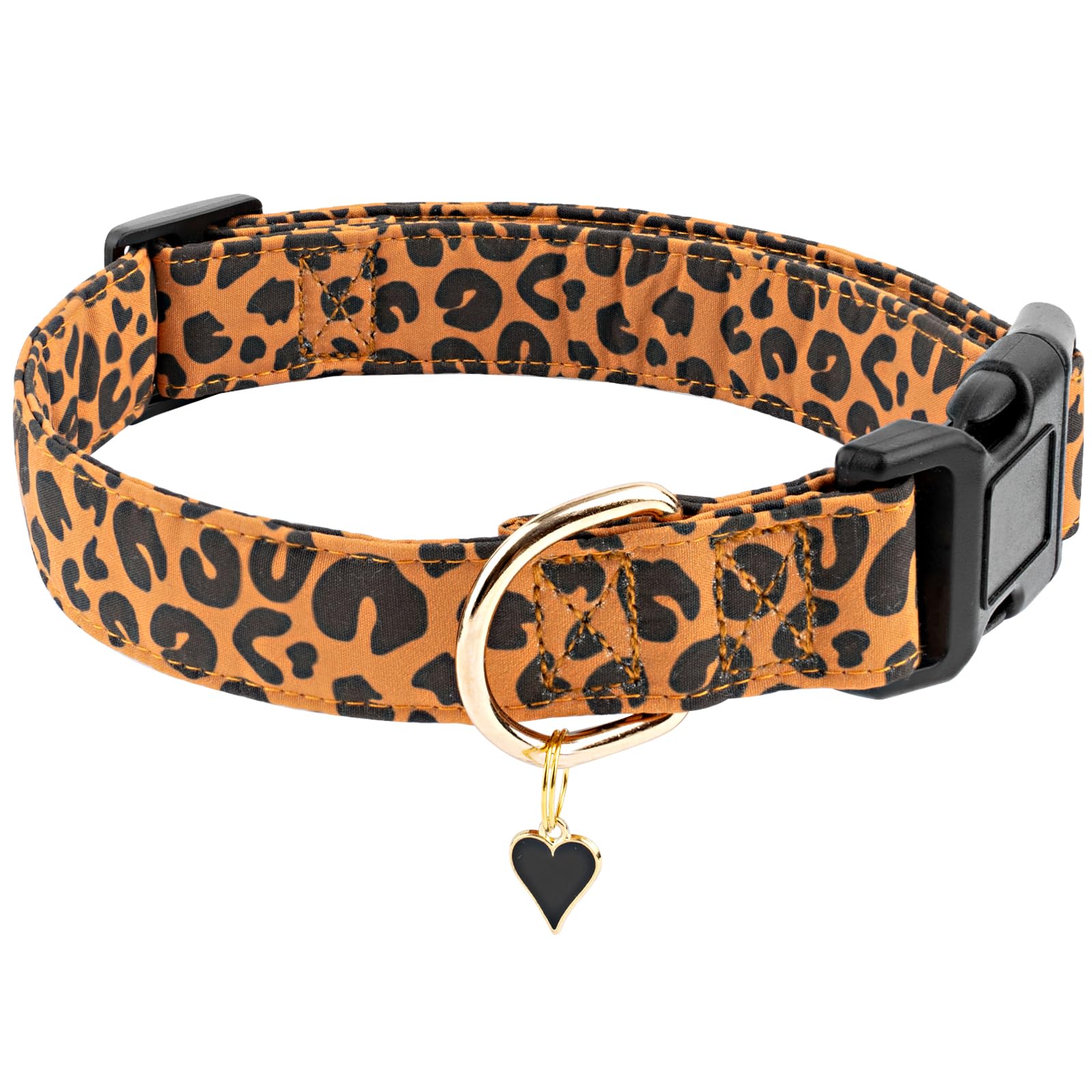 Faygarsle Brown Leopard Print Dog Collar For Small, Medium, Large Boys Girls Dogs M