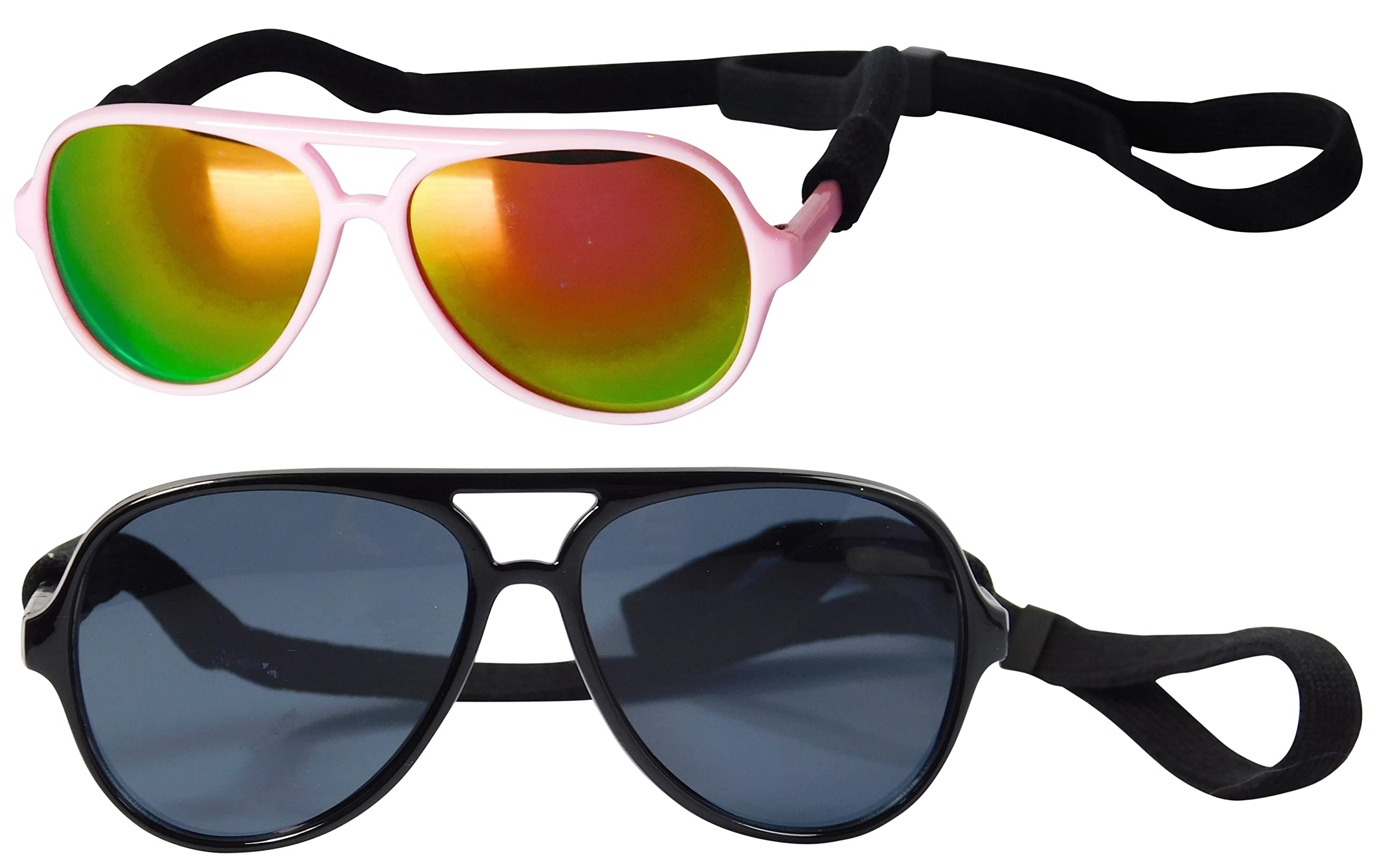 G010 Dog Pet Costume Prop Aviator Sunglasses Medium Breeds 20-40 Lbs (2-Pack Black+Pink-Rose Gold Mr)