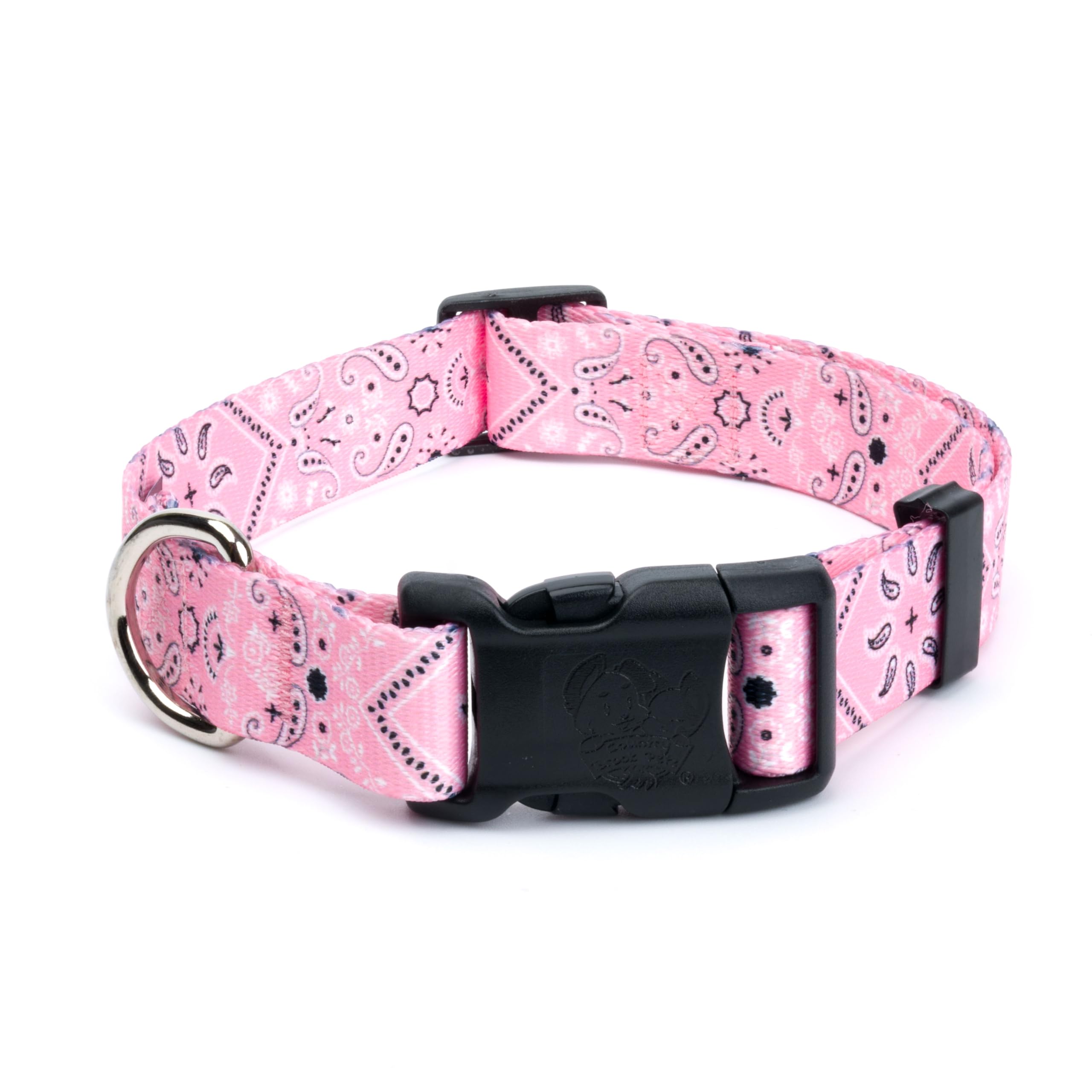 Country Brook Petz - Deluxe Pink Bandana Dog Collar - Made in The U.S.A. - Country and Western Collection Featuring Rustic Desig