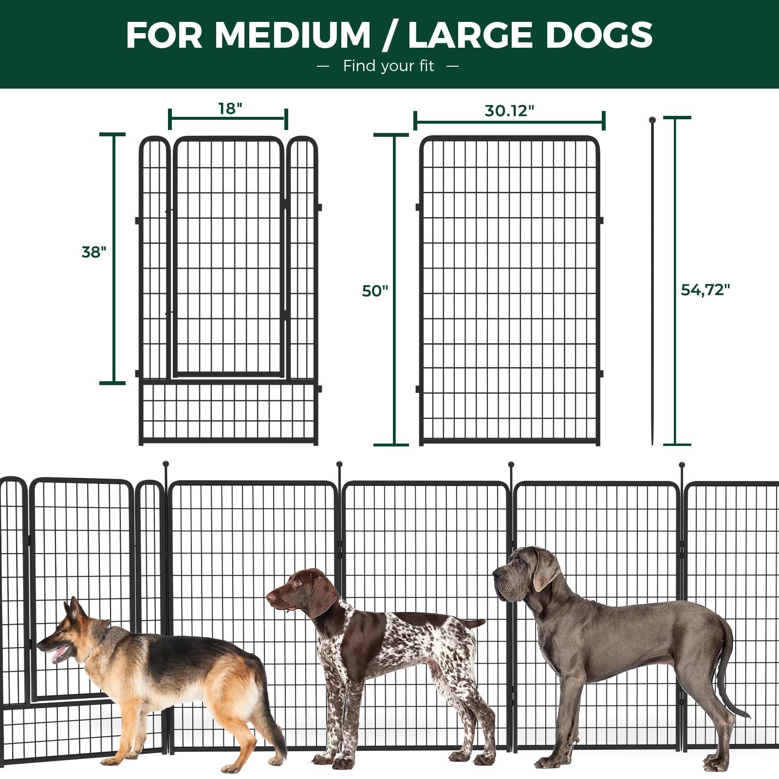 Fxw Rollick Dog Playpen For Yard, Rv Camping, 50 Inch 16 Panels For Large Dogs│Patented