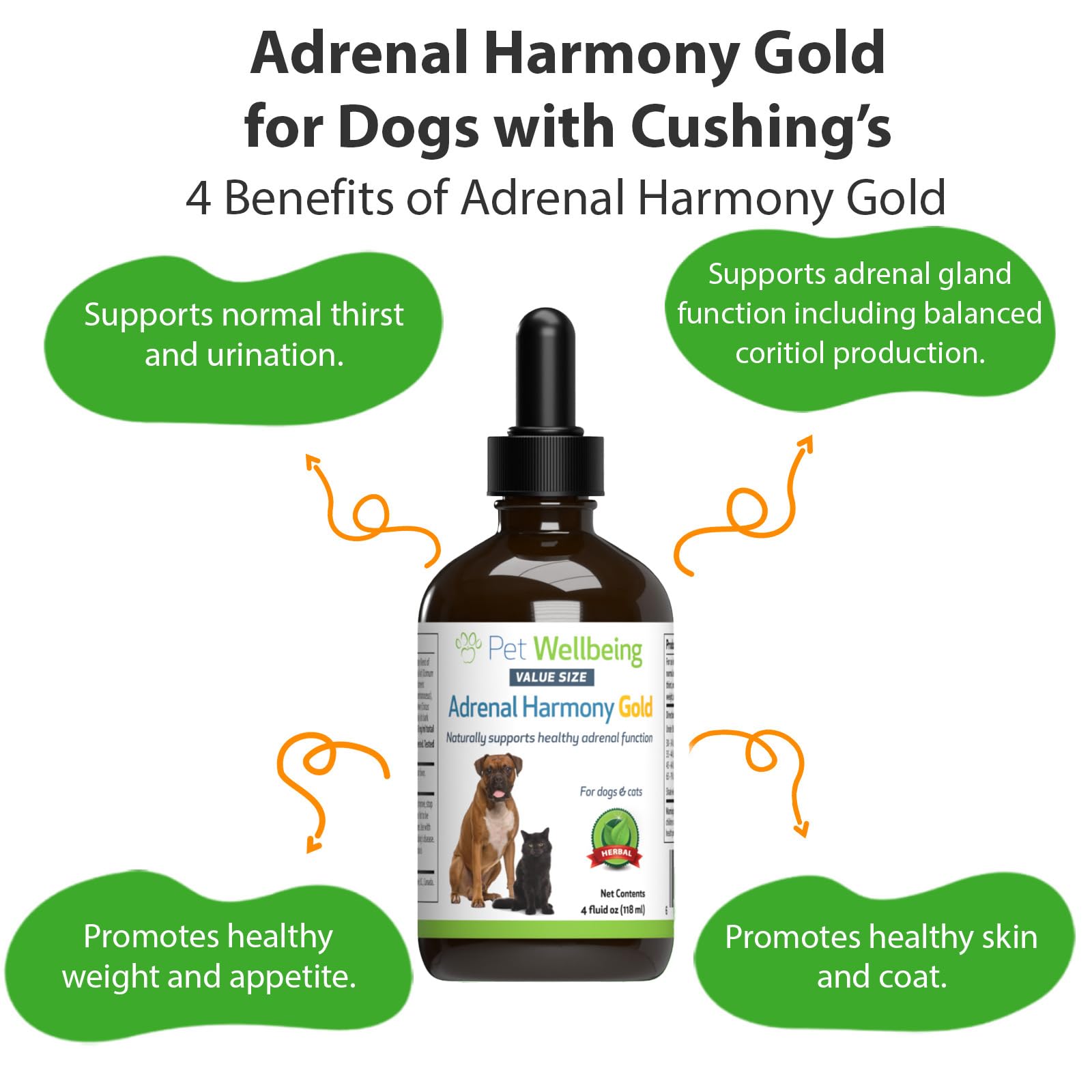 Pet Wellbeing Adrenal Harmony Gold for Dogs - Supports Adrenal Function & Normal Cortisol Levels with Ashwagandha & Bacopa - NAS