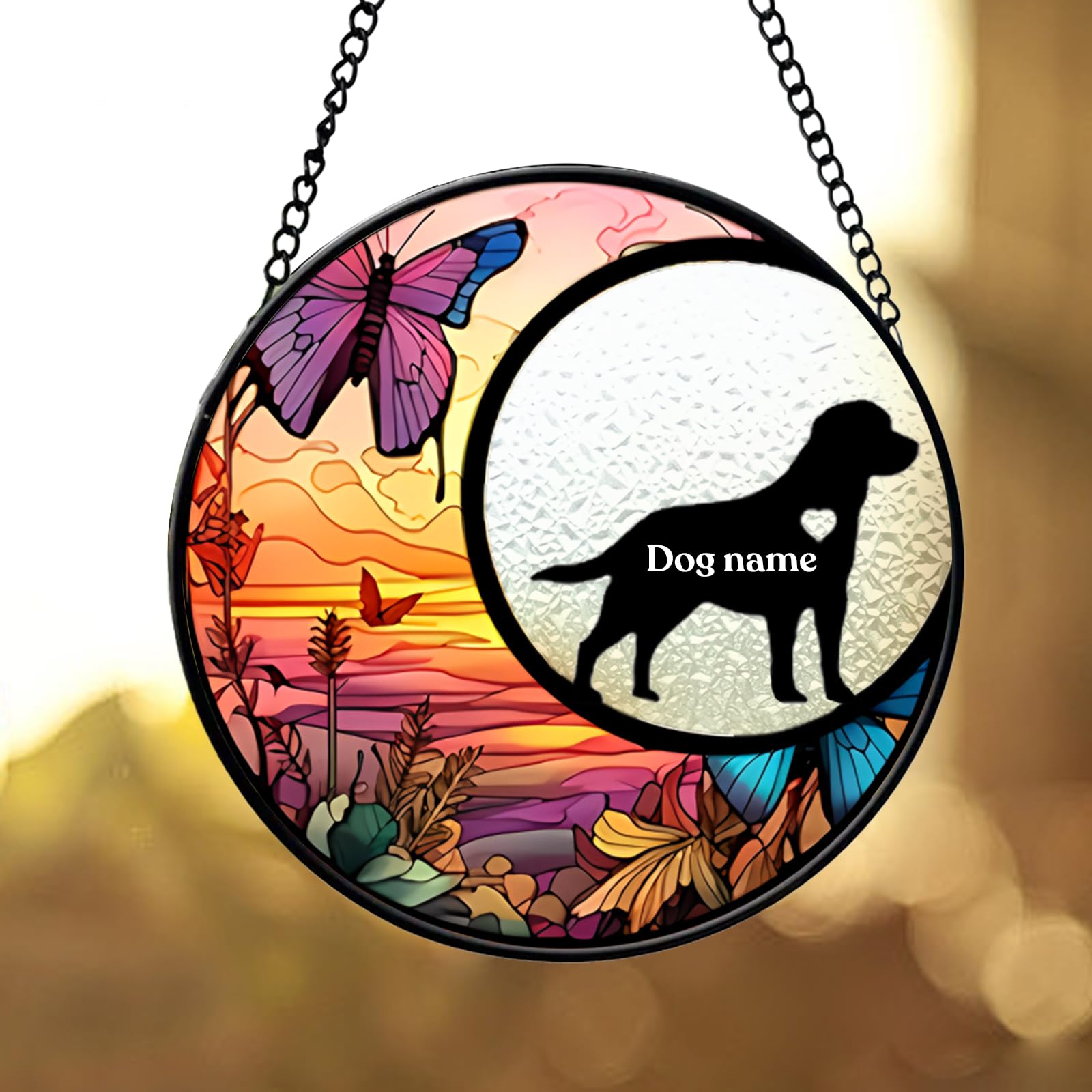 Dog Memorial Suncatcher, Personalized Pet Breeds Suncatcher With Name Date, Pet Loss Suncatcher, Stained Glass Light Catcher, Do