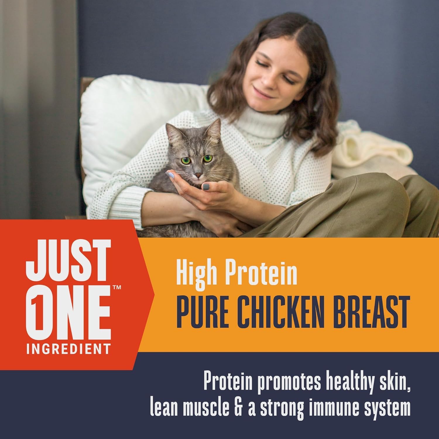 Whole Life Cat Just One Chicken Freeze Dried Cat Treats - Human Grade High Protein Food, Healthy Training Snacks, Freeze Dried C