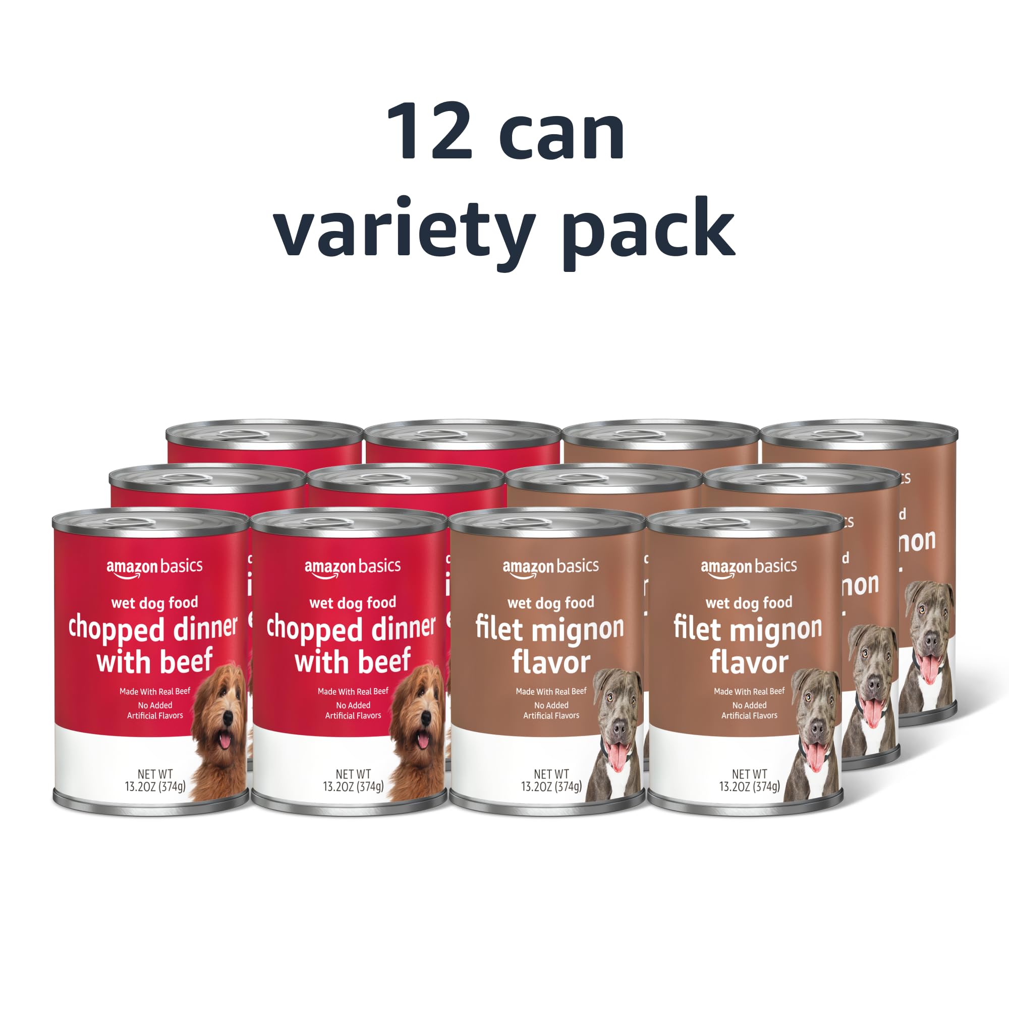 Amazon Basics Chopped Ground Dinner Wet Dog Food Variety Pack, Filet Mignon Flavor and with Beef, Made with Natural Ingredients,