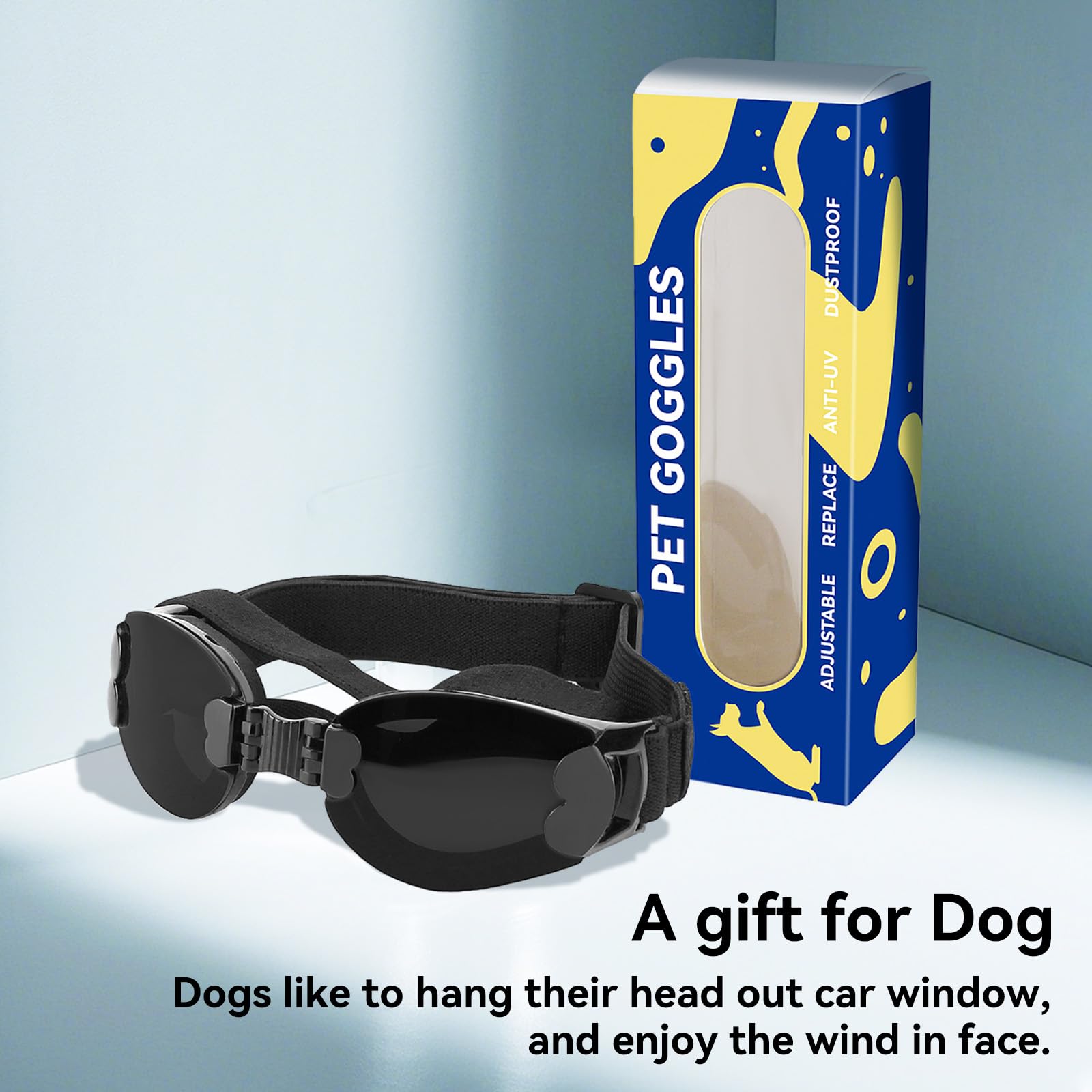 Billionchains Foldable Dog Goggles For Small To Medium Breed Anti-Uv Dog Sunglasses With Adjustable Straps