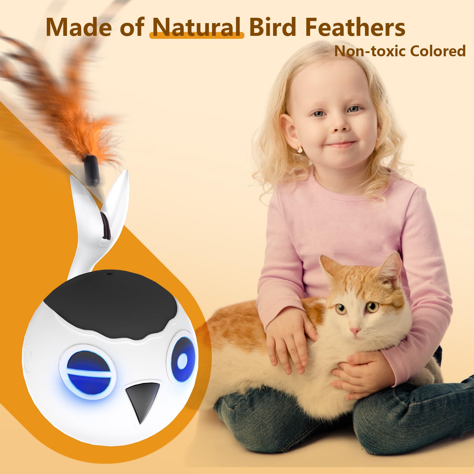 ORSDA 3 PCS Replacement Refills, Cat Toys Feather Tail,Crinkle Balls, Pom Pom Balls for Interactive Kitten Toys for Indoor Cats(
