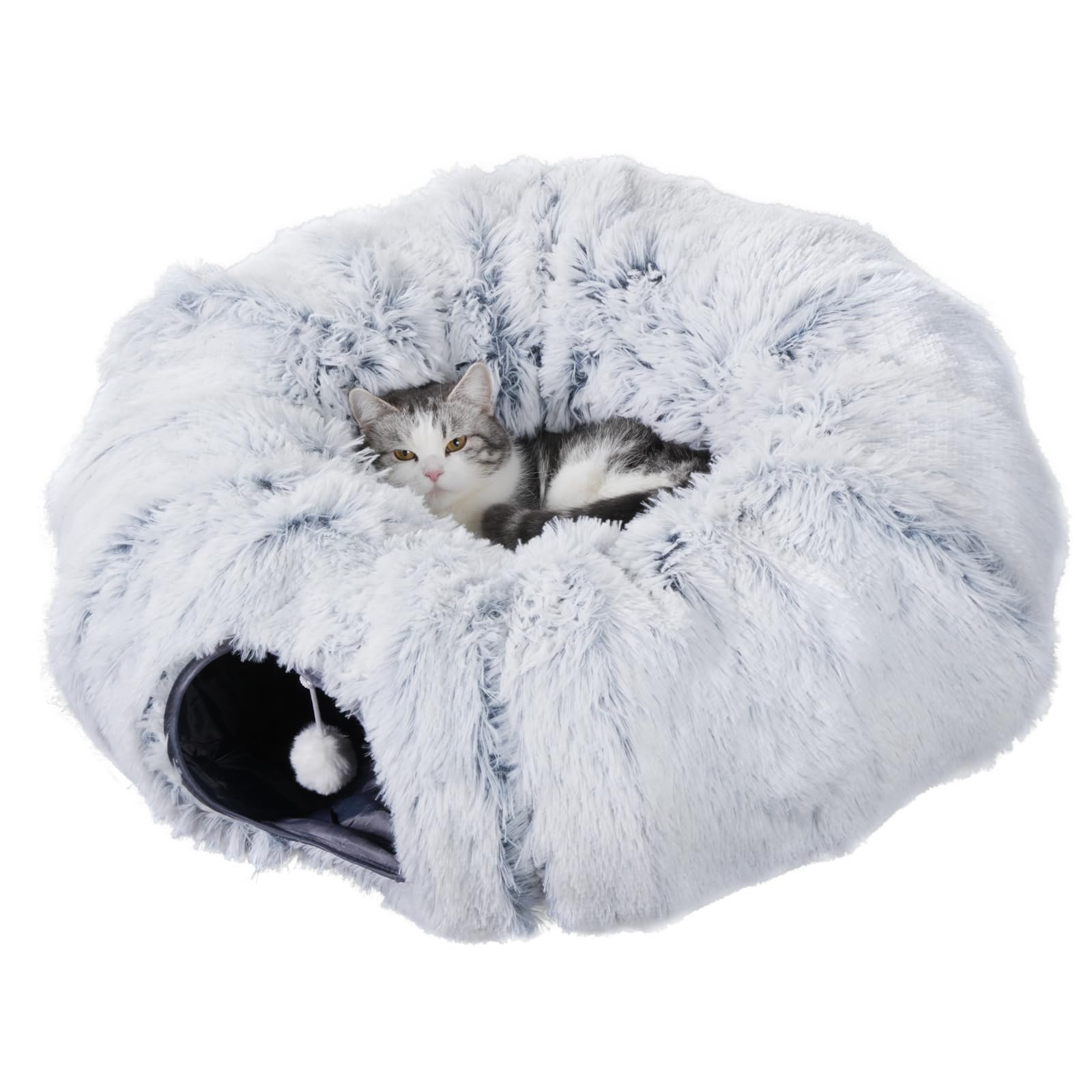 Cat Tunnel Bed, Cat Tunnels For Indoor Cats, Donut Tunnel Tube For Bored Indoor Adult Cats, Peekaboo Cave Playground For Kitten 