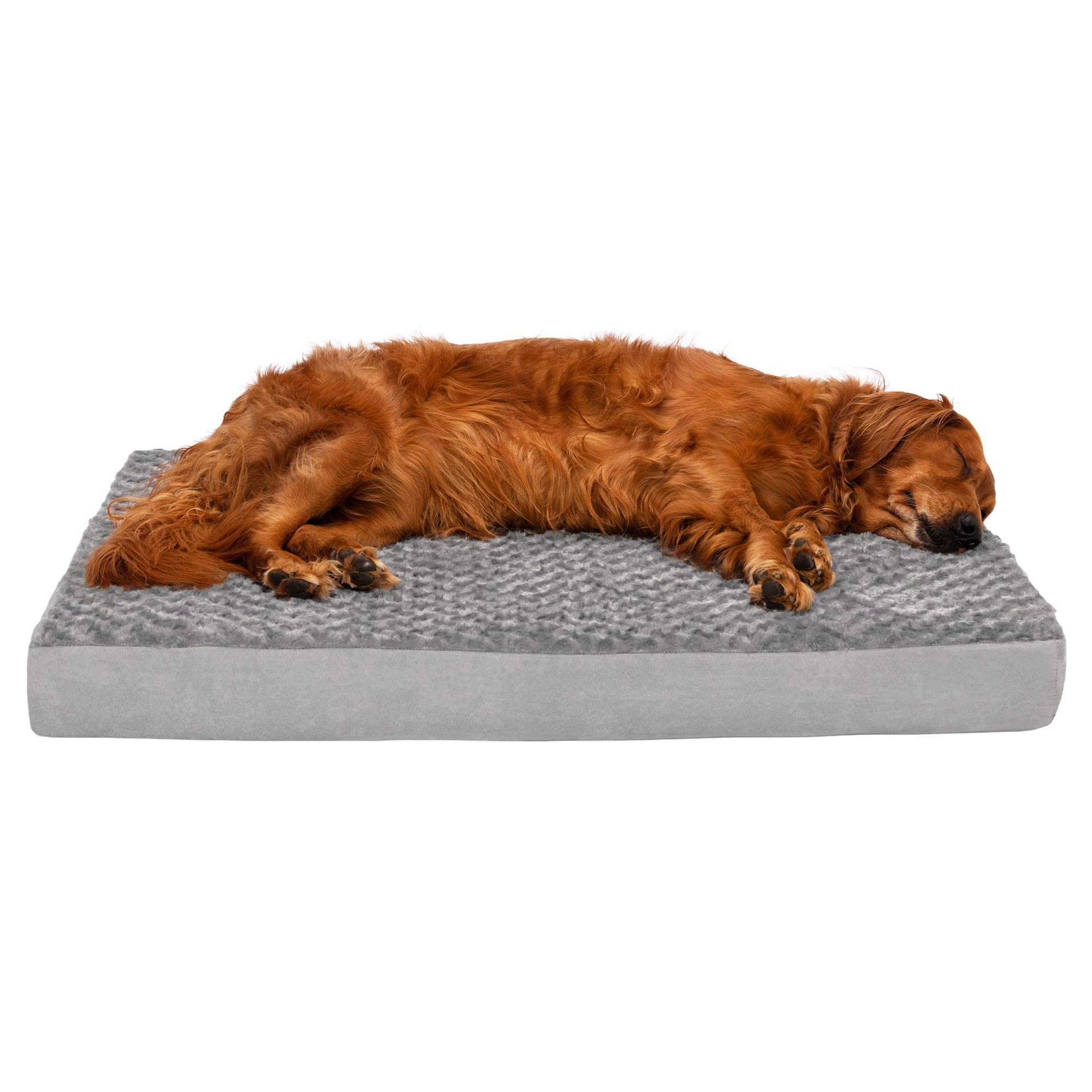 Furhaven Orthopedic Dog Bed for Large Dogs w/ Removable Washable Cover, For Dogs Up to 95 lbs - Ultra Plush Faux Fur & Suede Mat