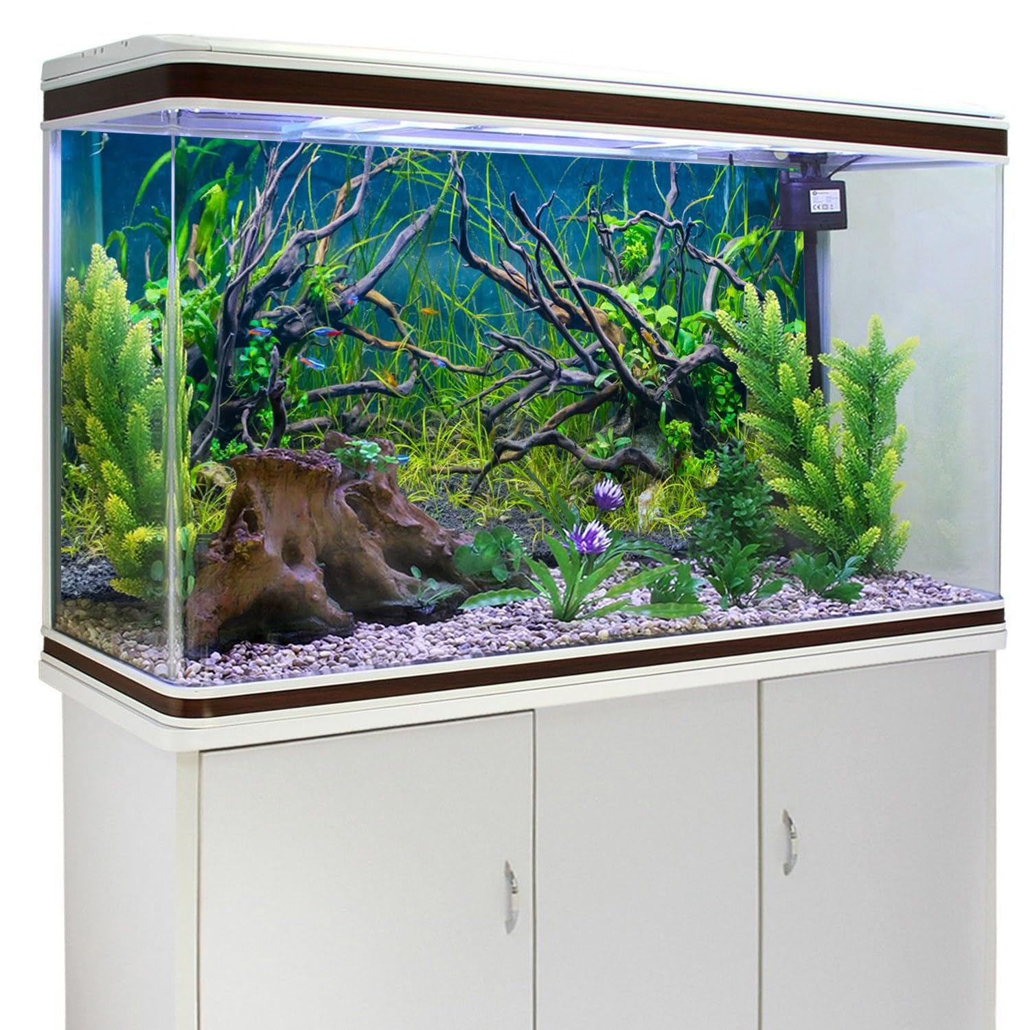 Awert 48X18 Inches Tropical Fish Tank Background River Bed & Lake Aquatic Plant Undersea Tree Branch Aquarium Background Vinyl