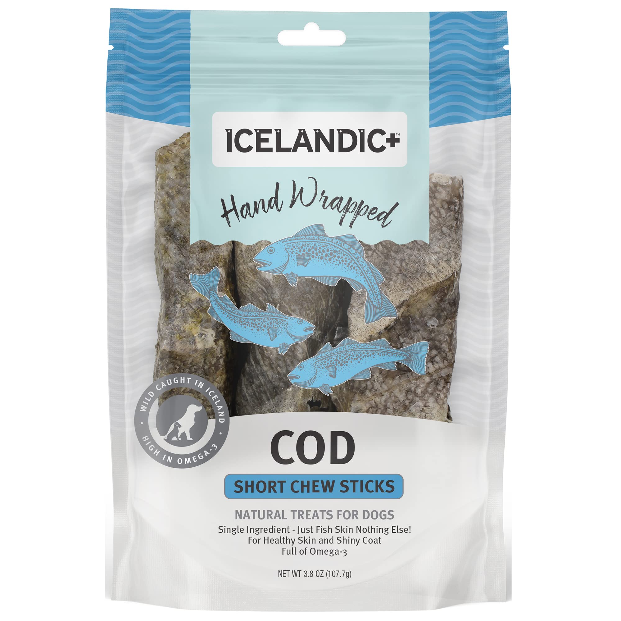 Icelandic Dog Cod Skin Chew Stick 5 Inches 3 Pack