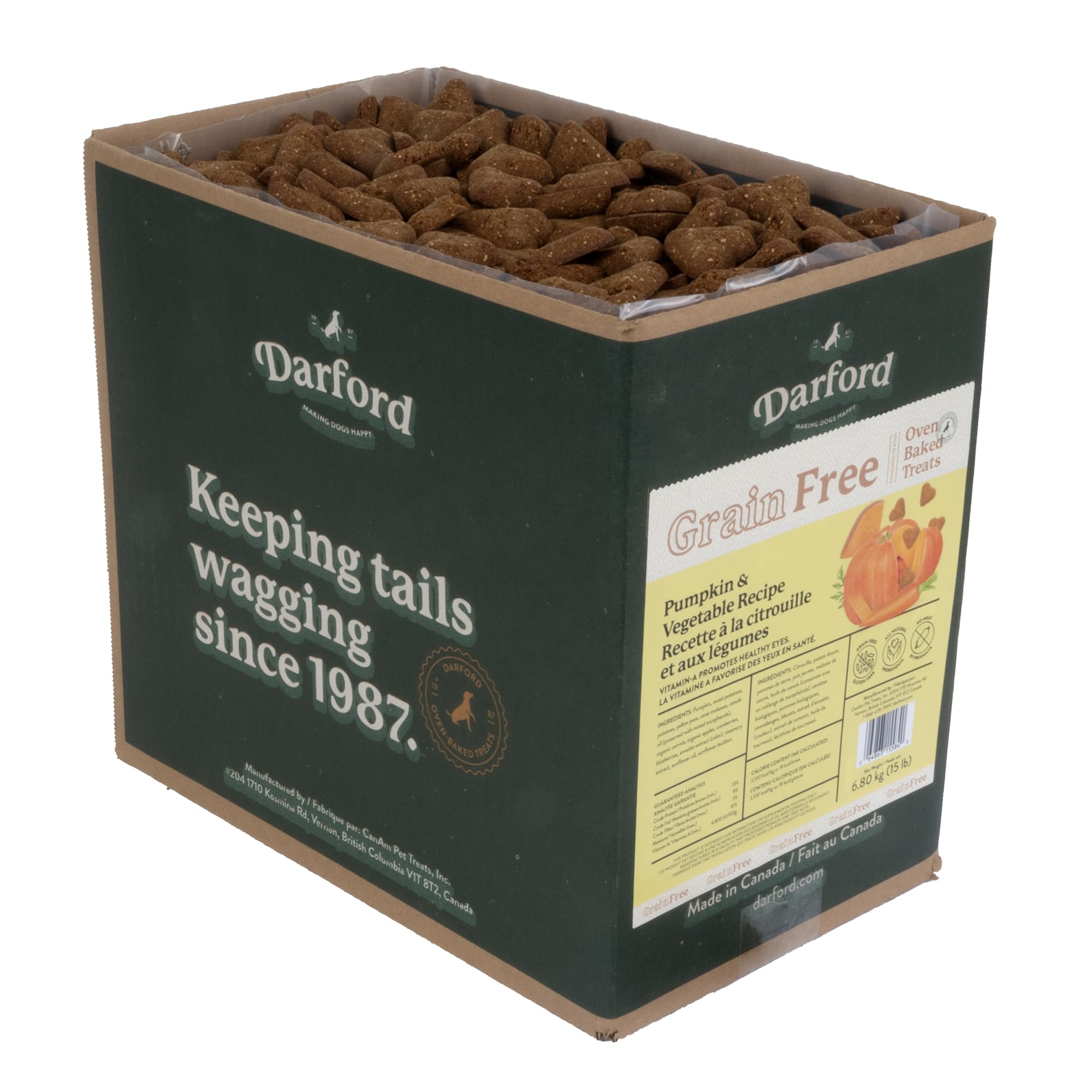 Darford Grain-Free Dog Treats - Pumpkin & Mixed Vegetables Recipe - Crunchy Oven-Baked Biscuits - No Corn, Soy or Meat by-Produc