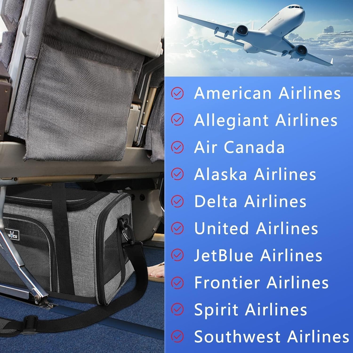 Wakytu Pet Carrier For Small Cats Dogs, Dog Carrier Travel Bag With Adequate Ventilation, 5 Mesh Windows, 3 Entrance, Locking Sa