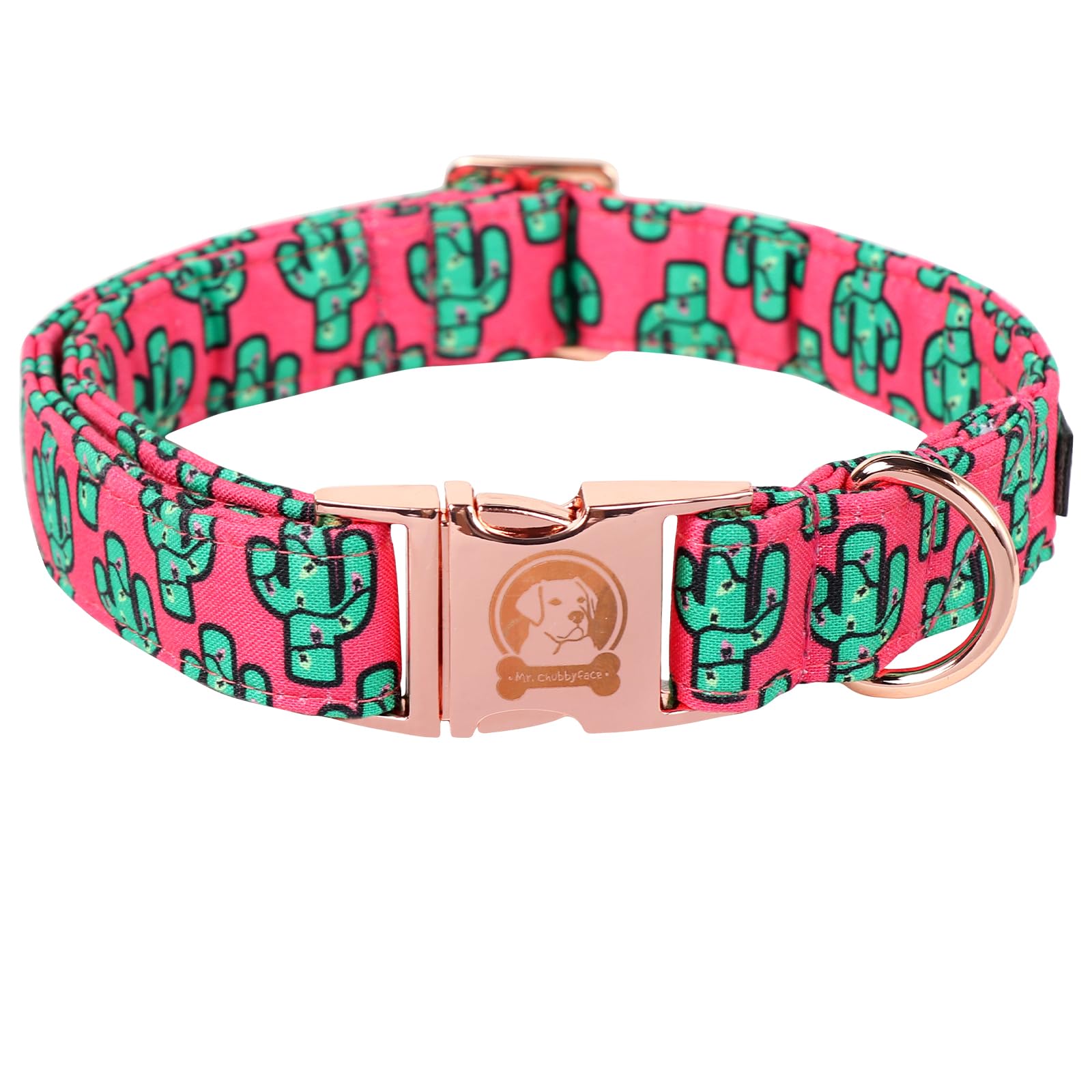 Mr. Chubbyface Spring Summer Dog Collar, Cute Pink Cactus Pattern Dog Collars, Durable Female Male Pet Collars For Small Medium 