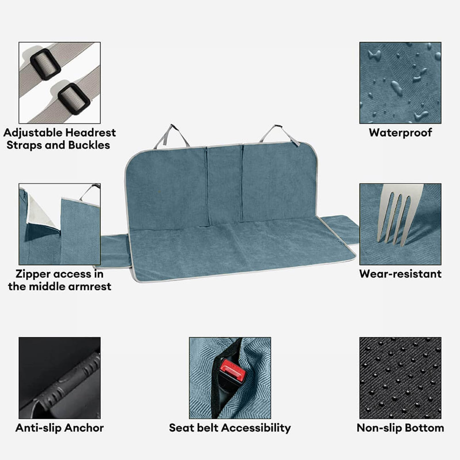 Funny Fuzzy Dog Car Seat Cover For Back Seat, Waterproof, Scratchproof Car Seat Protector For Dogs Nonslip, Dog Back Seat Covers