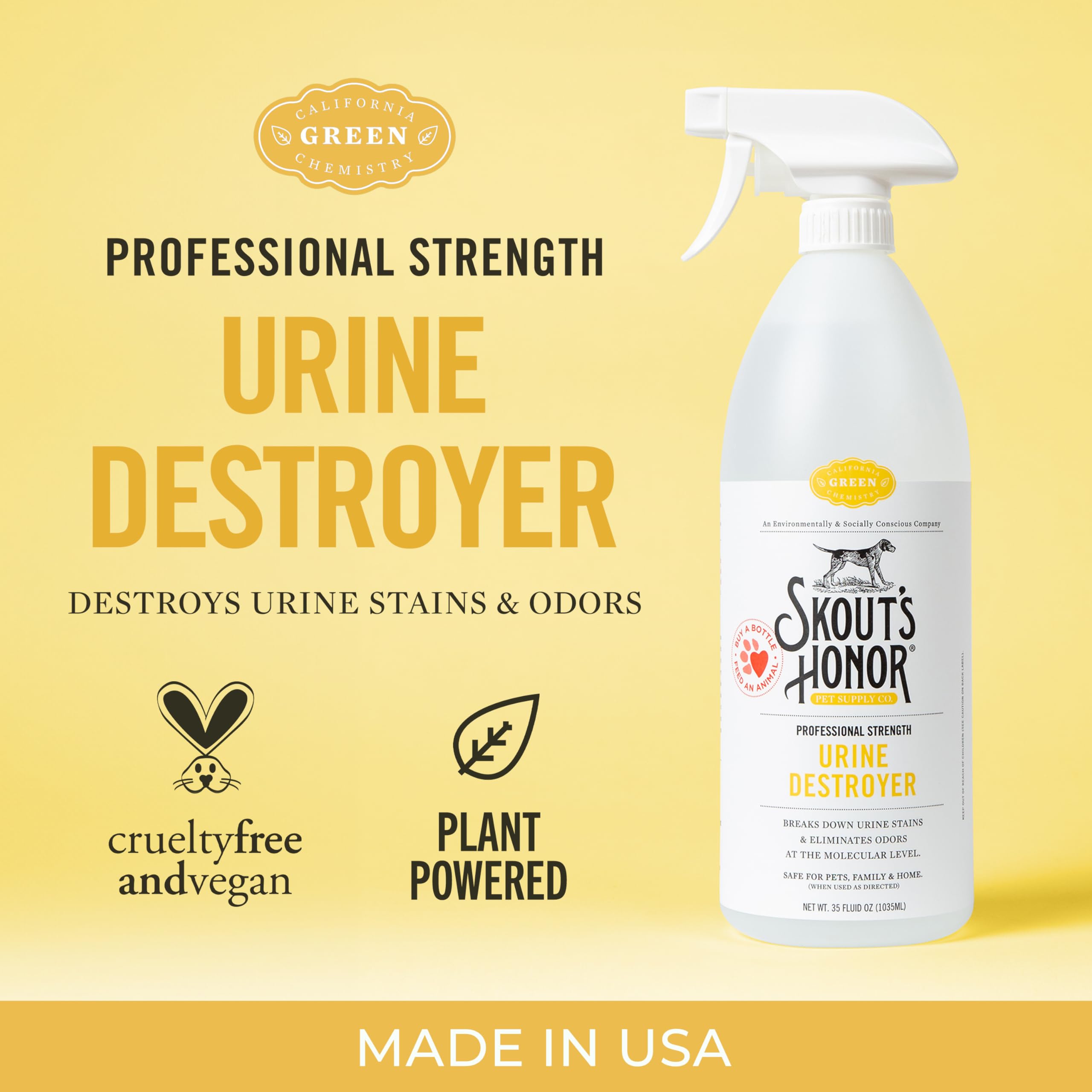 Skout'S Honor Dog Urine Destroyer, Professional Strength, Plant-Powered, Cruelty-Free Urine Eliminator For Carpets And Indoor Li