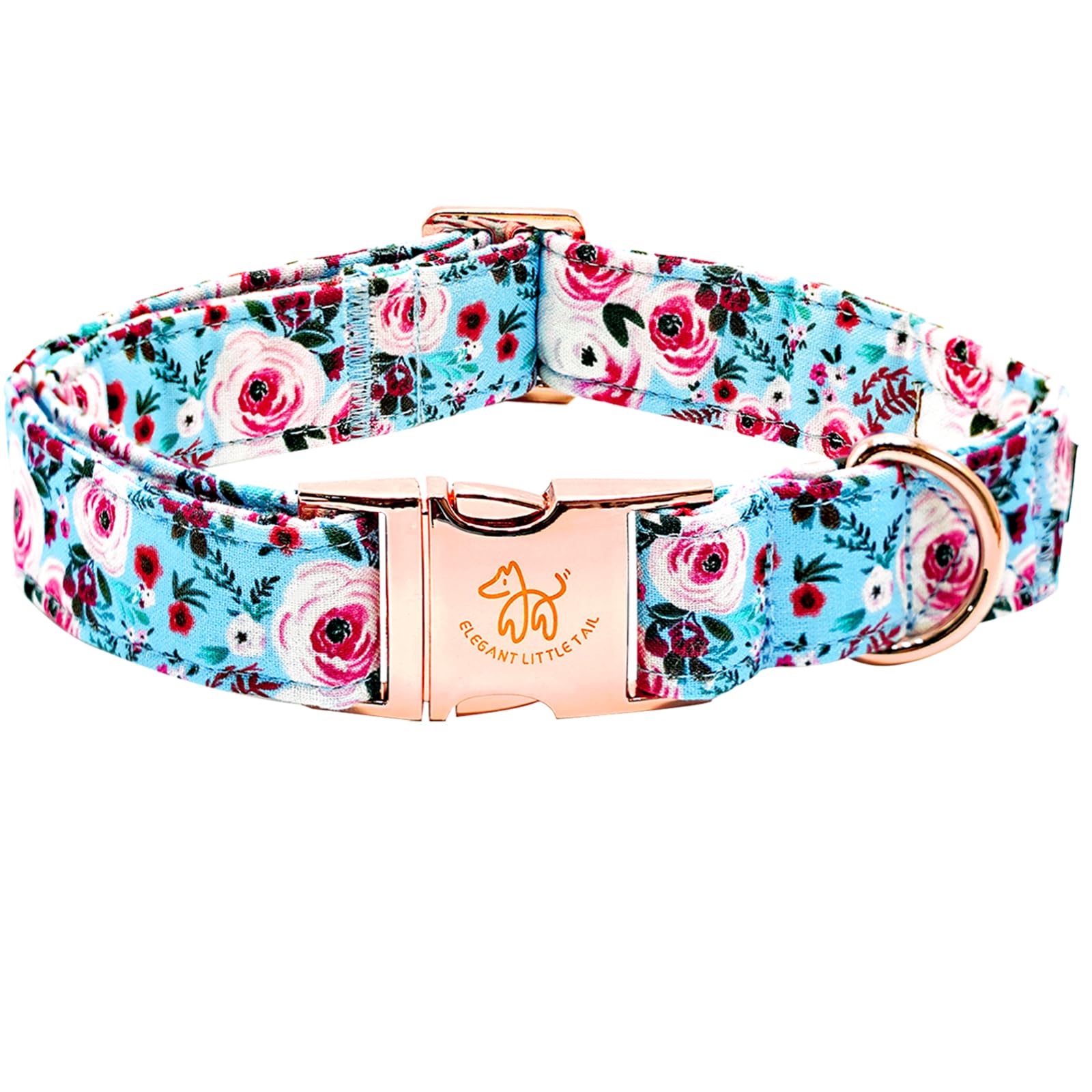 Elegant Pink Floral Print Summer Dog Collar - Cotton, Durable, Metal Buckle For X-Small Dogs