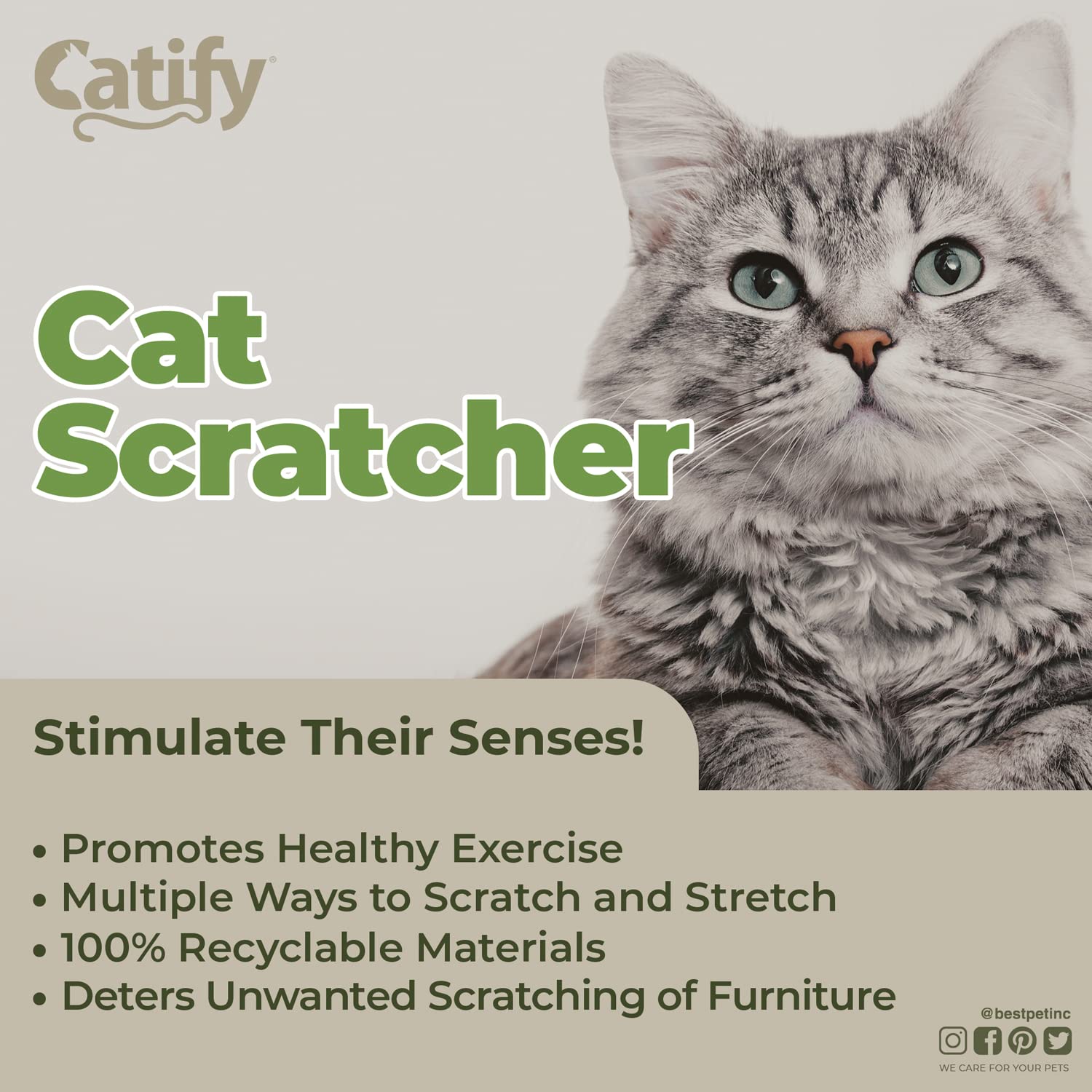 Best Pet Supplies Cat Scratcher Refill Pads - Durable Cardboard, Cat-Shape, Model CTM-06, Interactive Lounger for Active Play