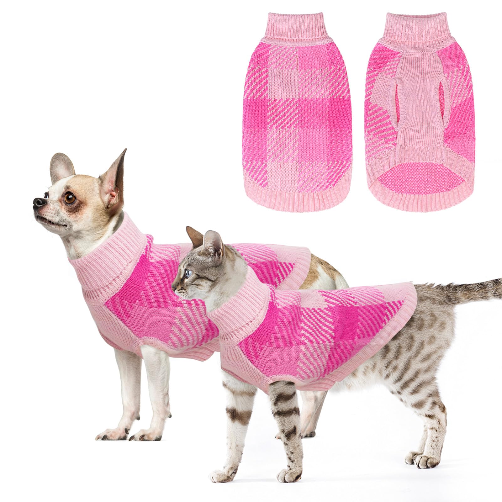 Beautyzoo Knitted Pullover Dog Sweater For Small Medium Dogs Puppy Girls Boys,Turtleneck Dog Clothes Cat Sweater, Fall/Winter Wa