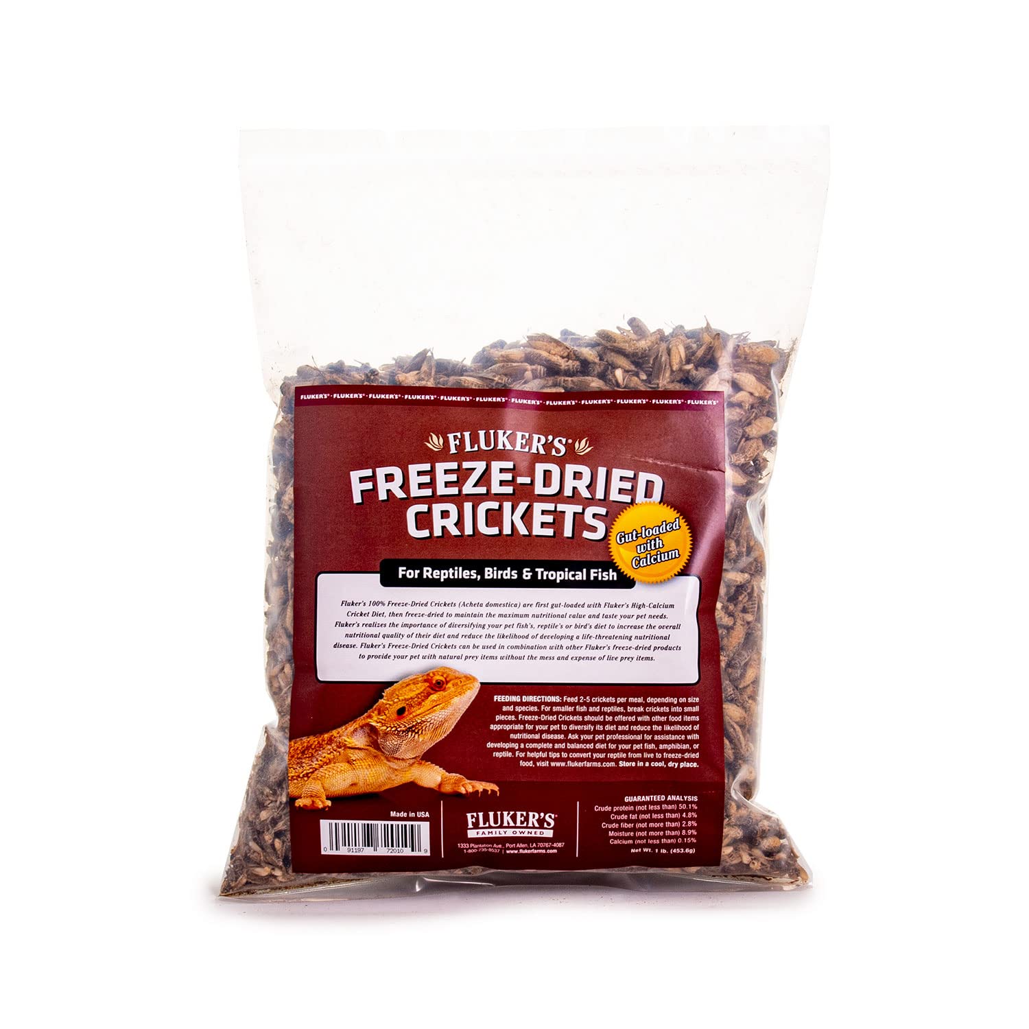Flukers Freeze Dried Crickets for Reptiles, Packed with Protein and Essential Nutrients, 1 lb. Value Pack