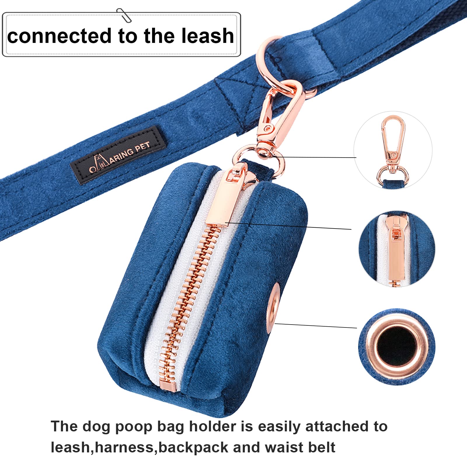 Aring Pet Dog Waste Bag Dispenser, Velvet Doggy Poop Bags Holders Attach To Any Leashes, Cute Portable Washable Pet Waste Pouch