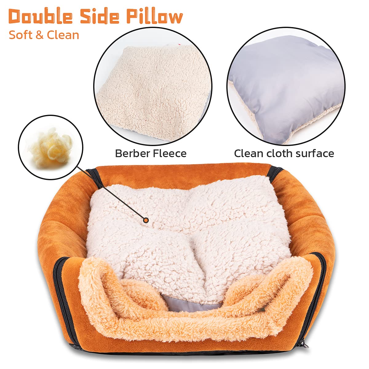 Pet Soft Guinea Pig Bed Rabbit Bed Cozy Guinea Pig Hideout House Bunny Hideout For Rabbits Hamster Bunny Rats Chinchilla Cave Bed Small Animal Bed (Brown)