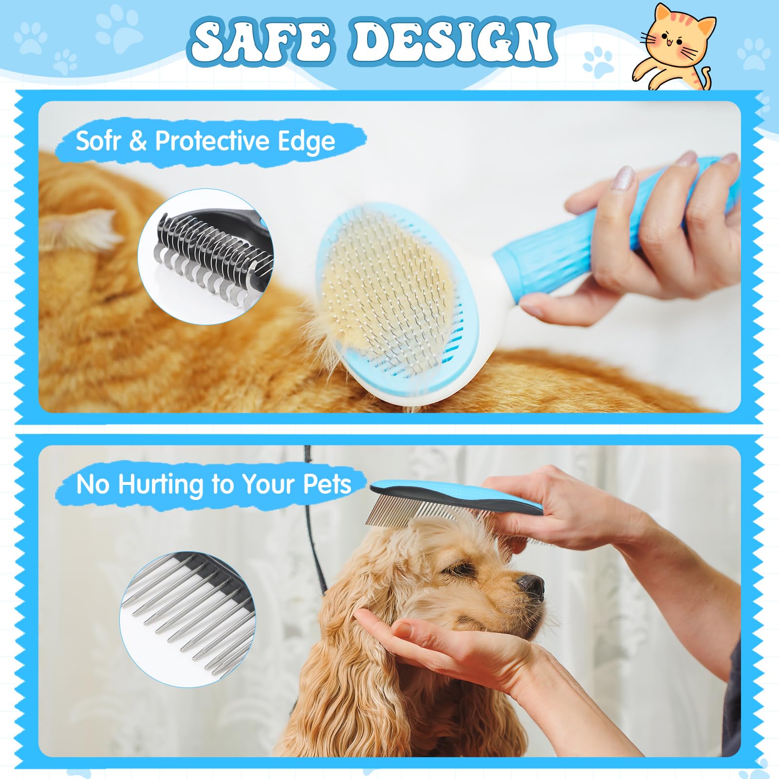 Teenyyou Cat Grooming Kit - 10Pcs Pet Self Cleaning Kit. Cat Brushes For Indoor Cats Pet Needle Comb Cat Nail Clipper Cat Nail T