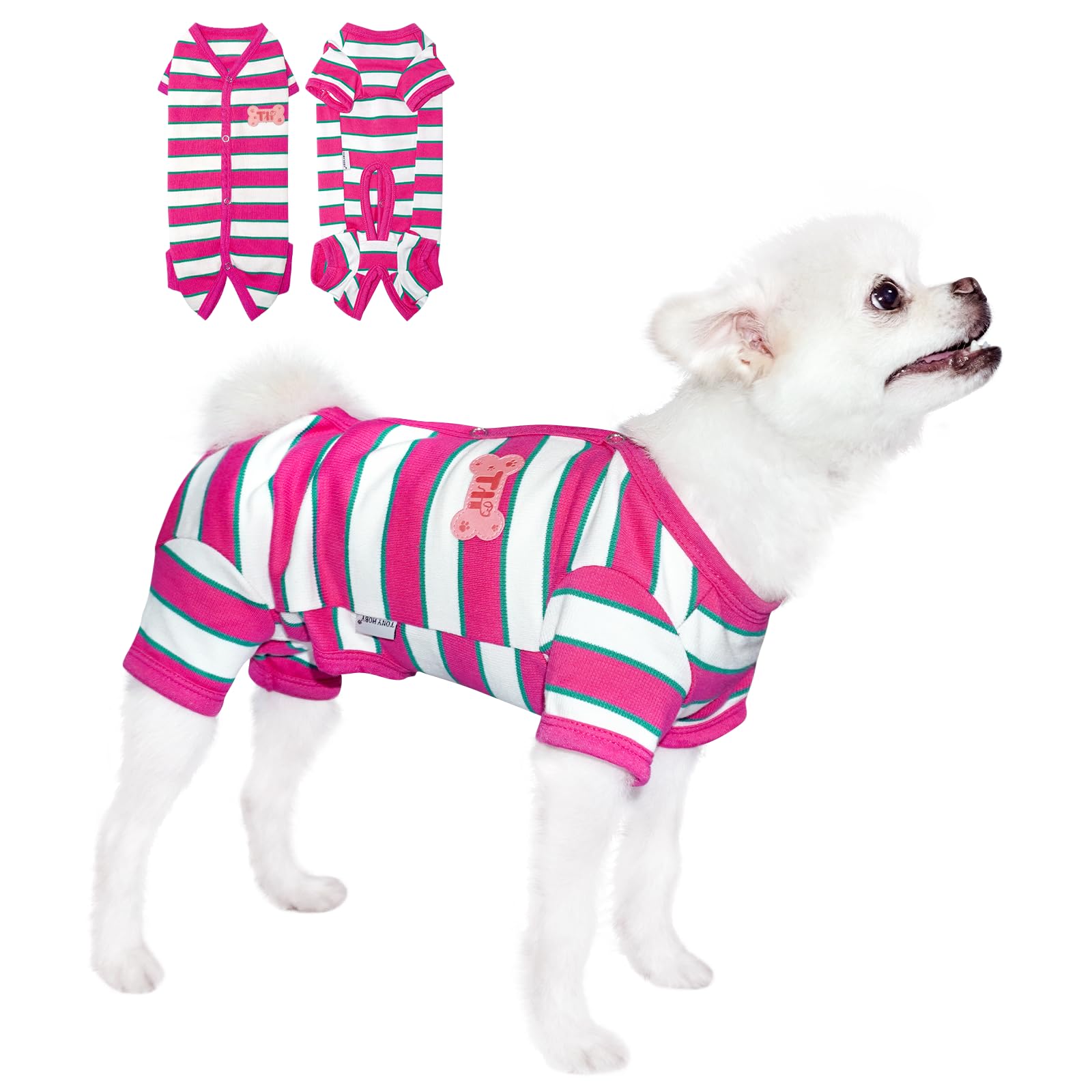 Tony Hoby Male Dog Pajamas, Dog Pajamas Jumpsuit, Colorful Dog Shirt For Small Medium Dog (Rose Red&White, Boy, Xl)