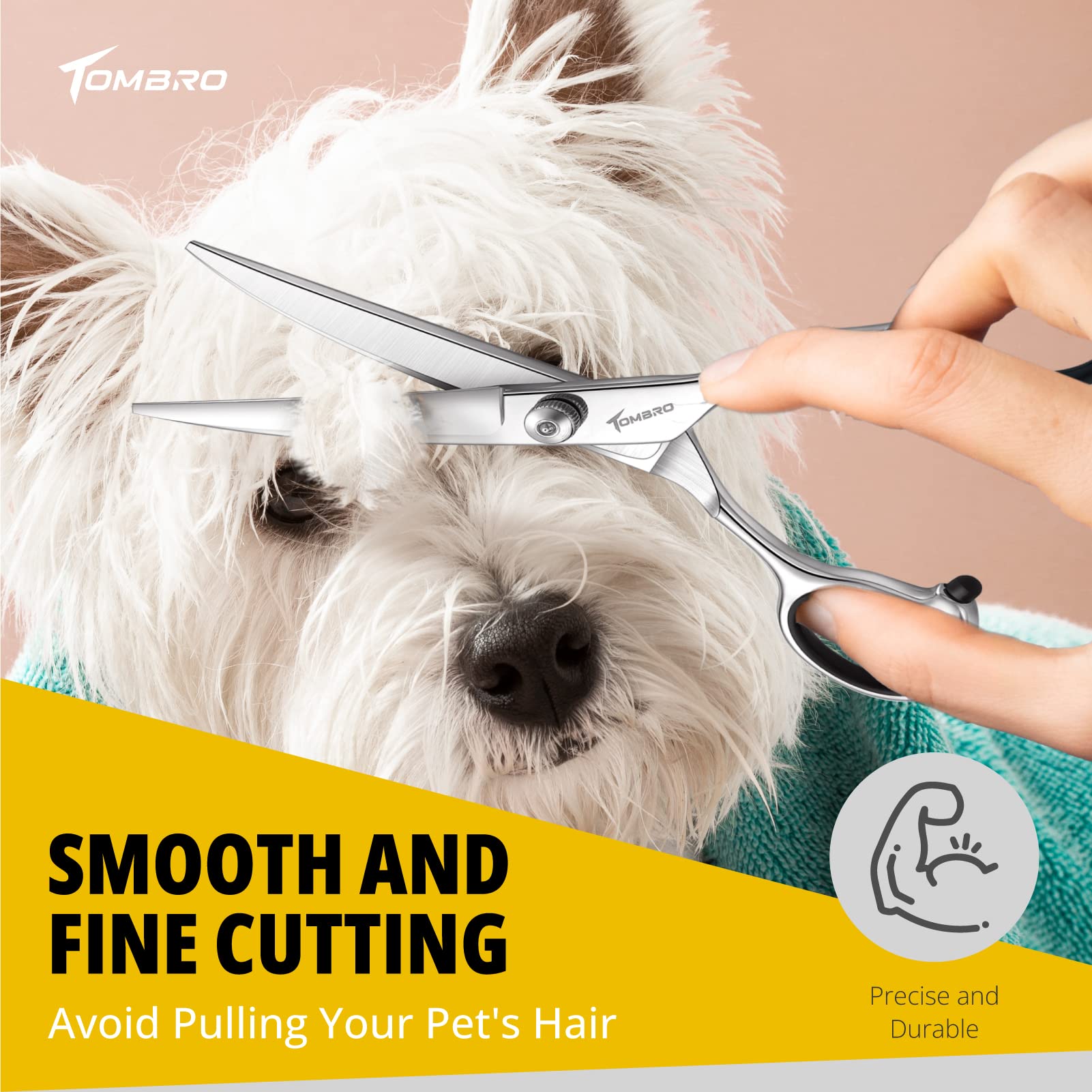 Tombro 7.0' Curved Dog Grooming Scissors Professional Curved Scissors For Pets 6Cr Stainless Steel Pet Grooming Scissors With Safe Round Tips,Pets Grooming Shears With Offset Handle (Down-Curved)