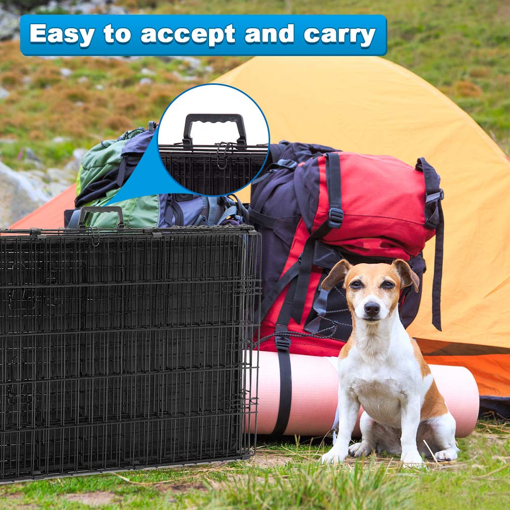 Bestpet 48 Inch 42 Inch Large Dog Crate Dog Cage Dog Kennel Metal Wire Double-Door Folding Pet Animal Pet Cage With Plastic Tray
