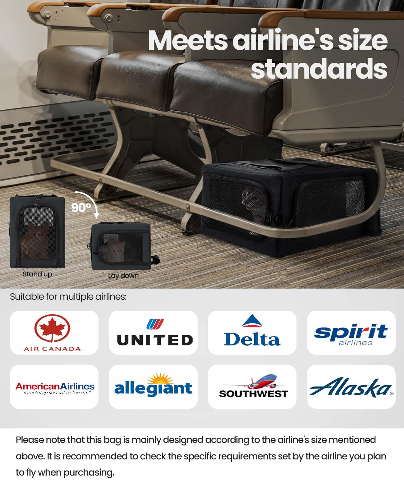 Airline Approved Cat Carrier, Pet Carrier Soft-Sided, Portable Dog Carrier With Stable Structure, Breathable Bag For Pets Less T