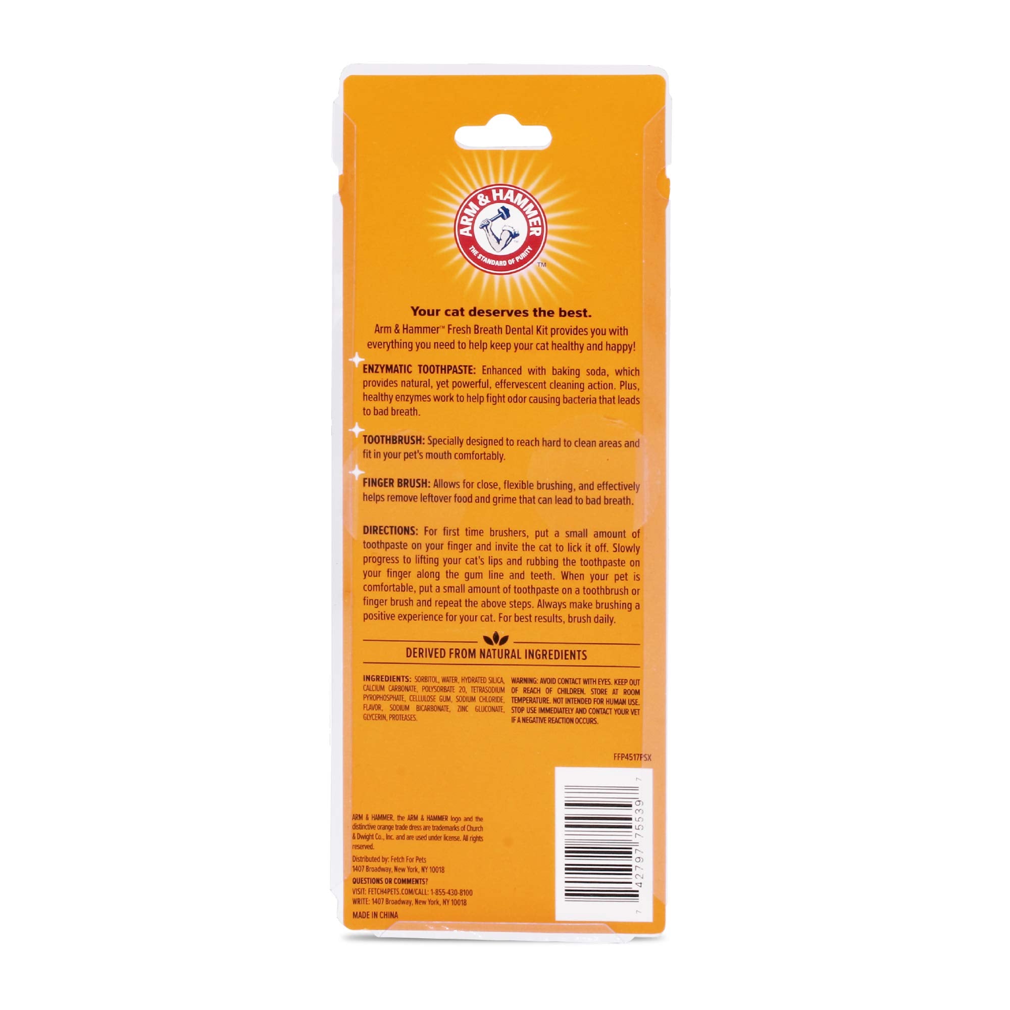 Arm & Hammer for Pets Dental Kit for Cats | Eliminates Bad Breath | 3 Piece Set Includes Cat Toothpaste, Cat Toothbrush & Cat Fi