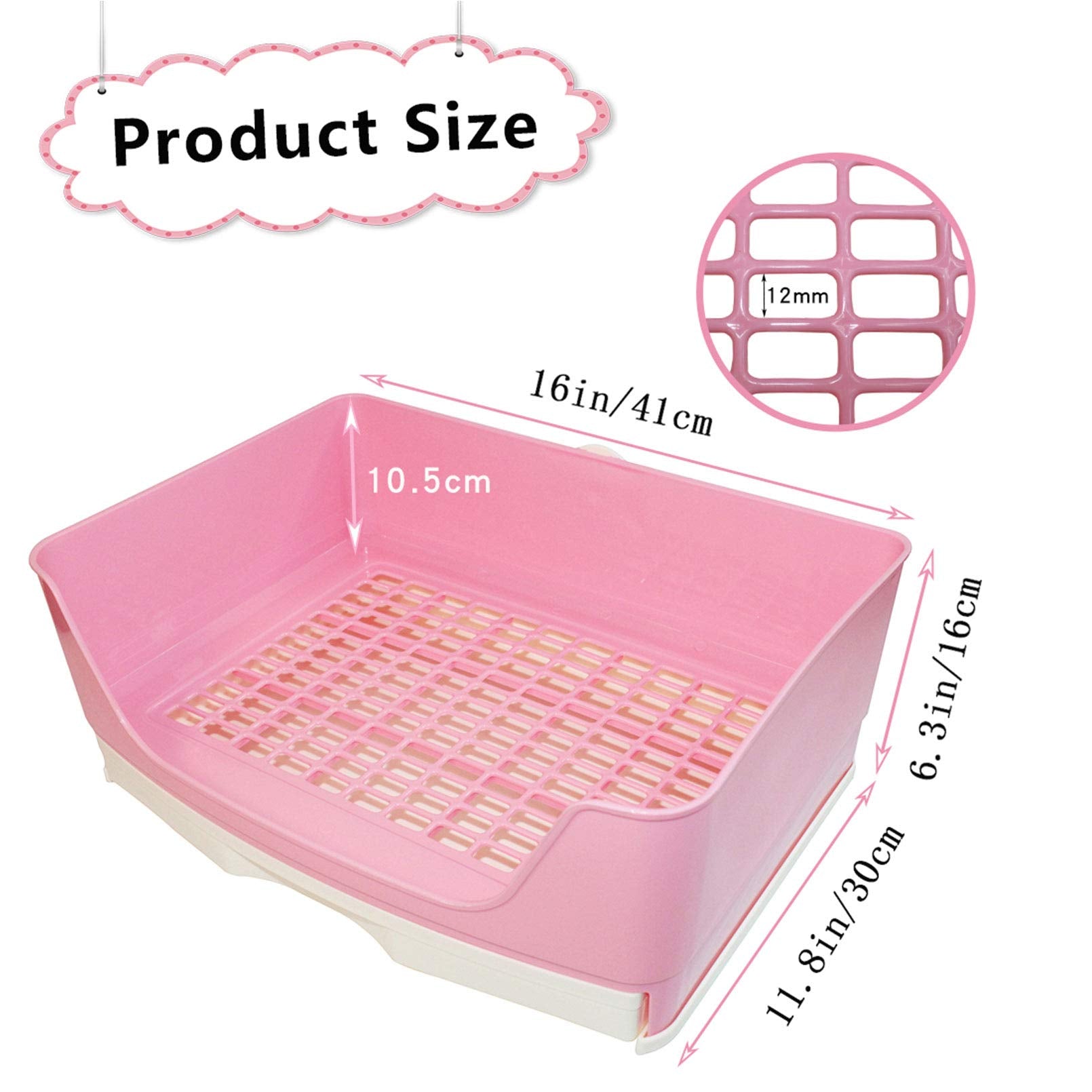 Pinvnby Large Rabbit Litter Box Corner Toilet Box Bigger Pan Pet Potty Trainer With Drawer For Adult Bunny Guinea Pig Chinchilla Ferret Galesaur Hedgehog Small Animals(Pink)