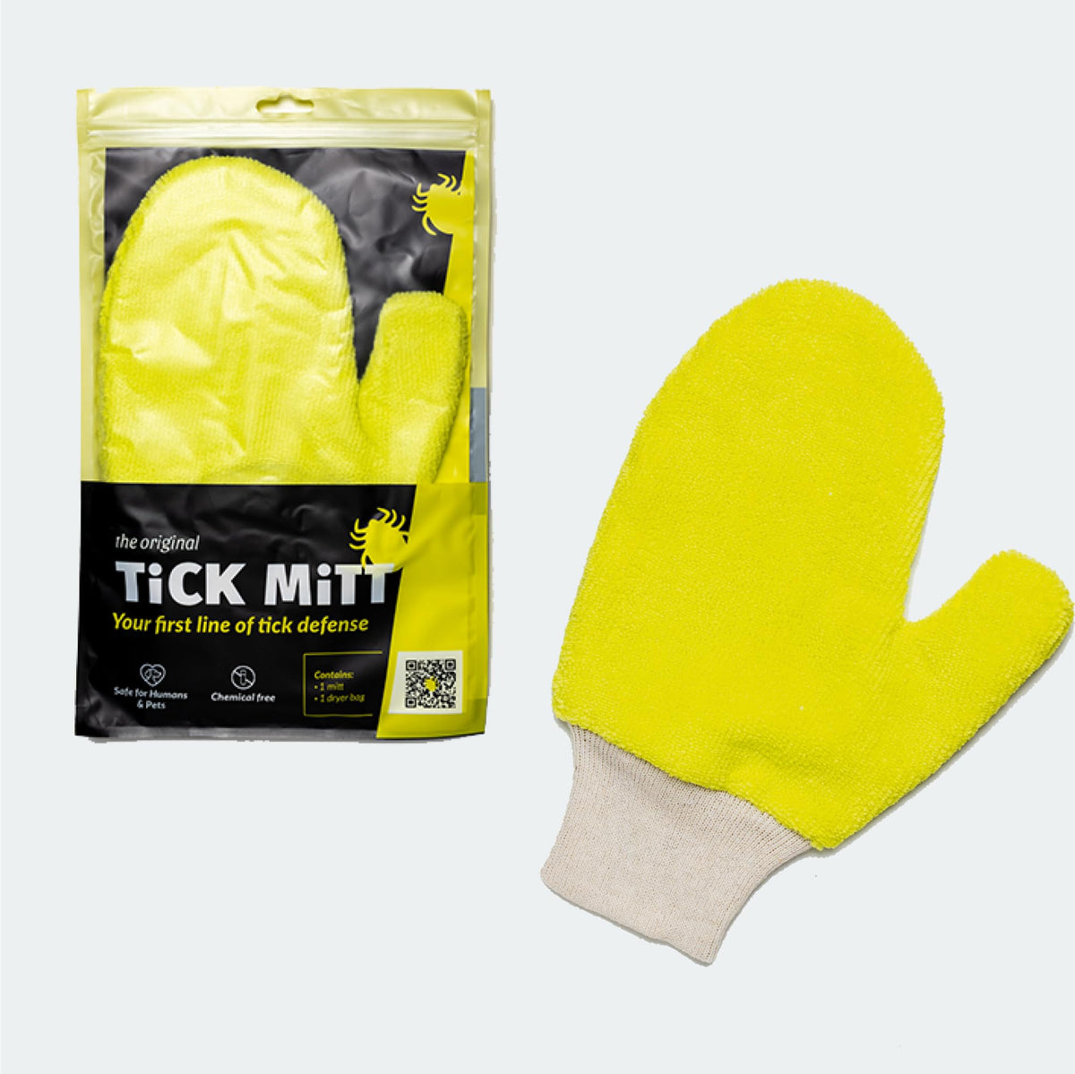 Tick Mitt Yellow Tick Defense Glove - Protective Tool For Humans And Pets - Safely Handle Ticks With Ease - Durable, Comfortable, And Easy To Use Tick Management Glove