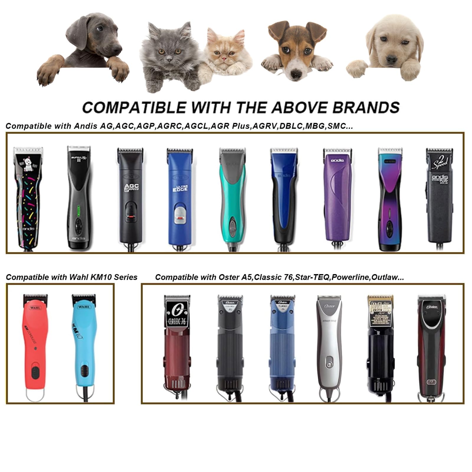 4F Blades Dog Grooming Blades Compatible with Andis/Oster A5/Wahl KM-10 Series Dog Clippers,Detachable Clipper Replacement Blade