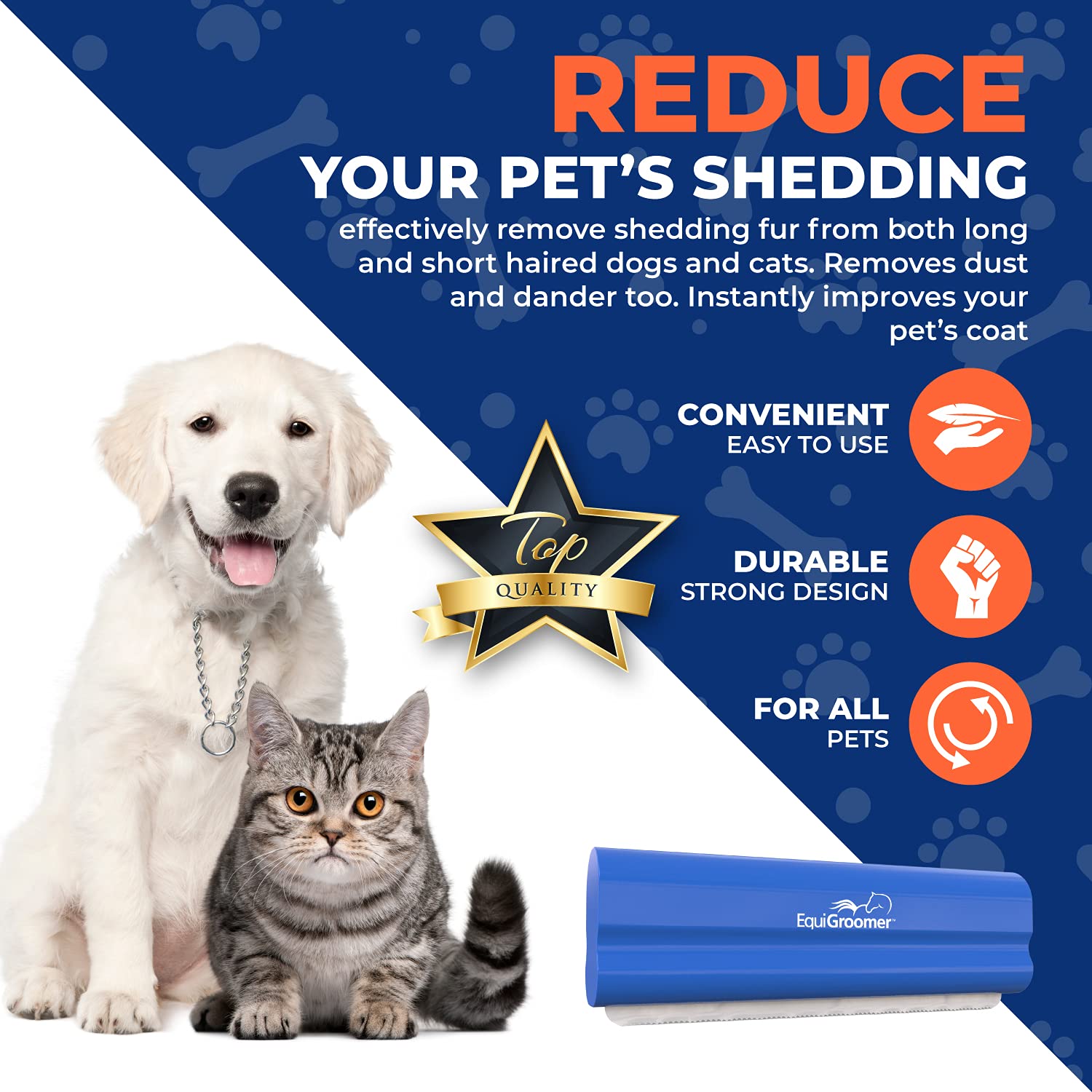 Equigroomer Deshedding Brush For Dogs And Cats | Undercoat Deshedding Tool For Large And Small Pets | Comb Removes Loose Dirt, Hair And Fur | Perfect Clean For Short And Long Hair Grooming Shedding